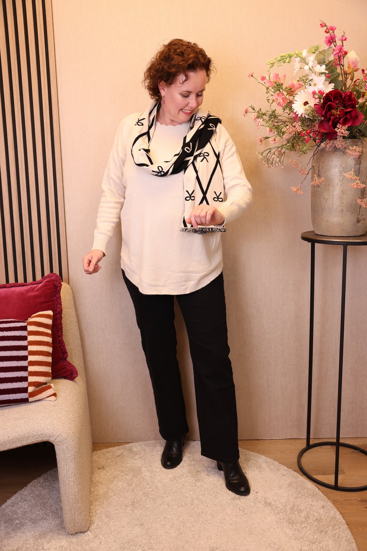 Noelle | Trui wit/beige + Gratis Sjaal