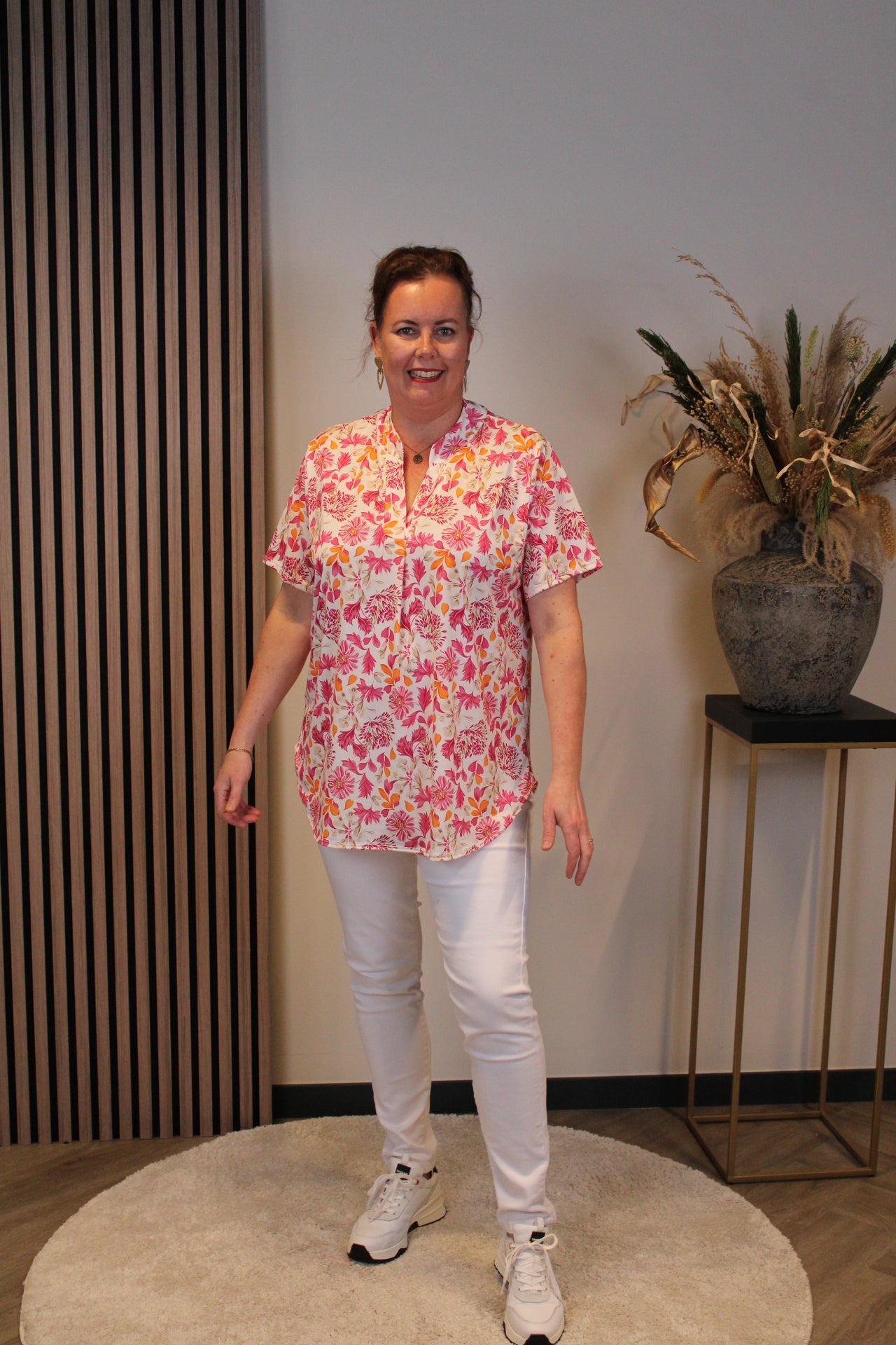 Emily | Blouse roze korte mouw 48 t/m 52
