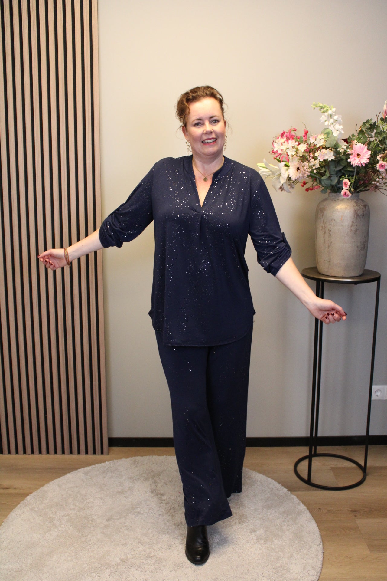 Mieke | Glitter blouse blauw