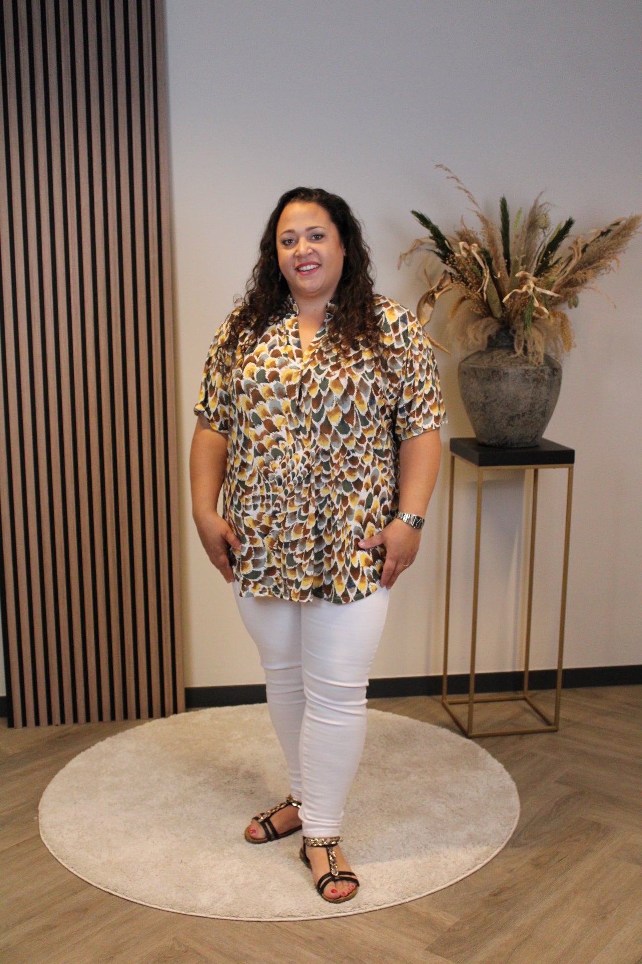 Lente | Blouse geel korte mouw 48 t/m 52