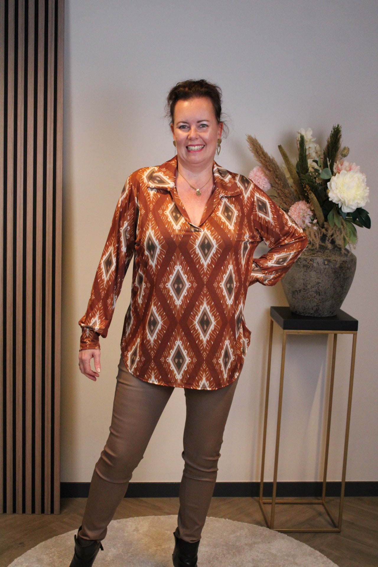 Jill | Blouse roest met kraagje 48 t/m 52