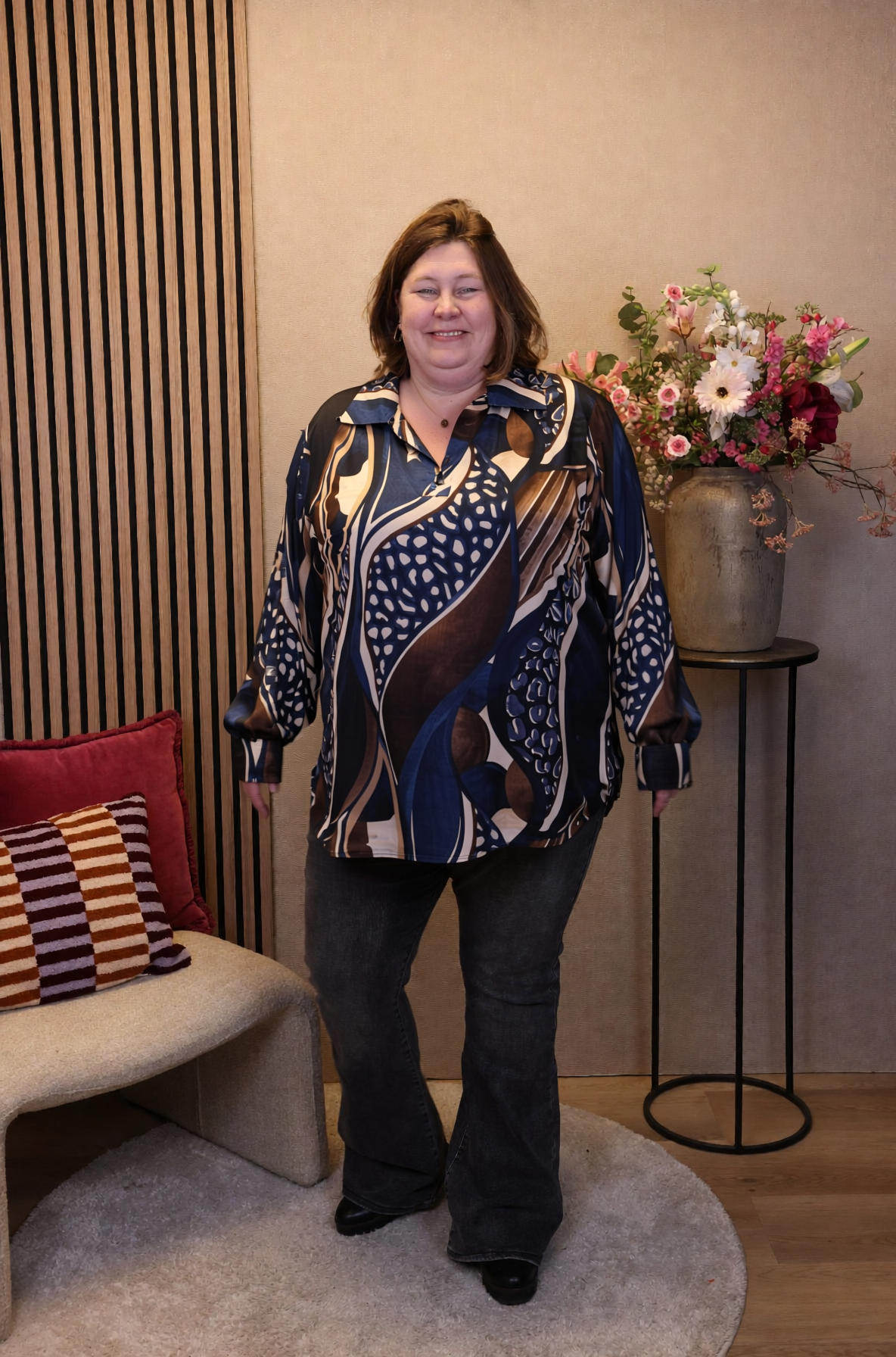 Kalina | Blouse blauw met kraagje