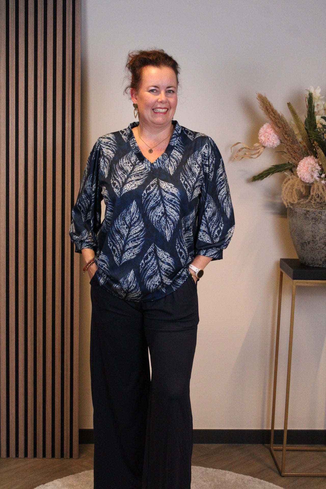 Chloe | Top blauw 3/4-mouw 46 t/m 50