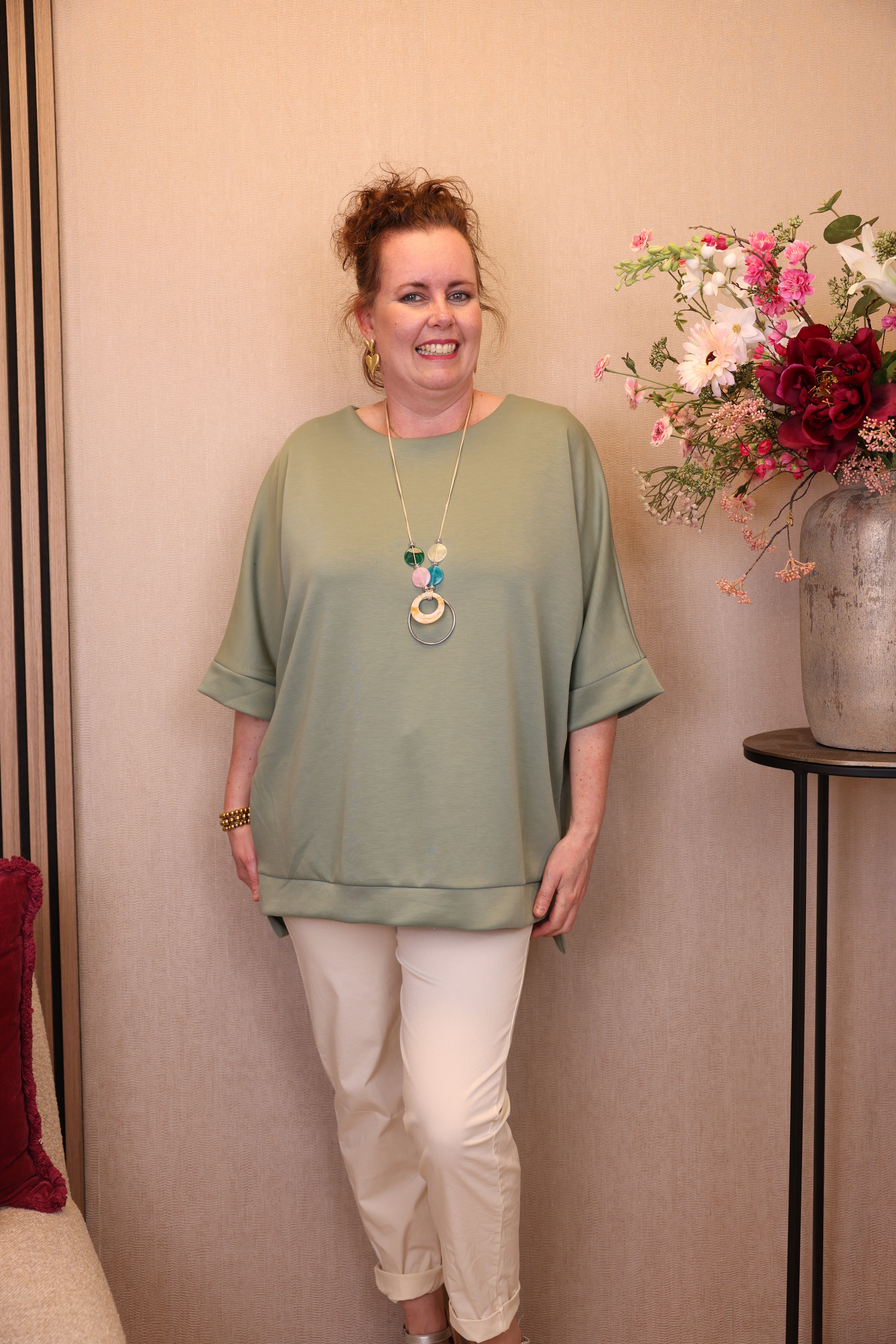 Mina | Top groen + gratis ketting