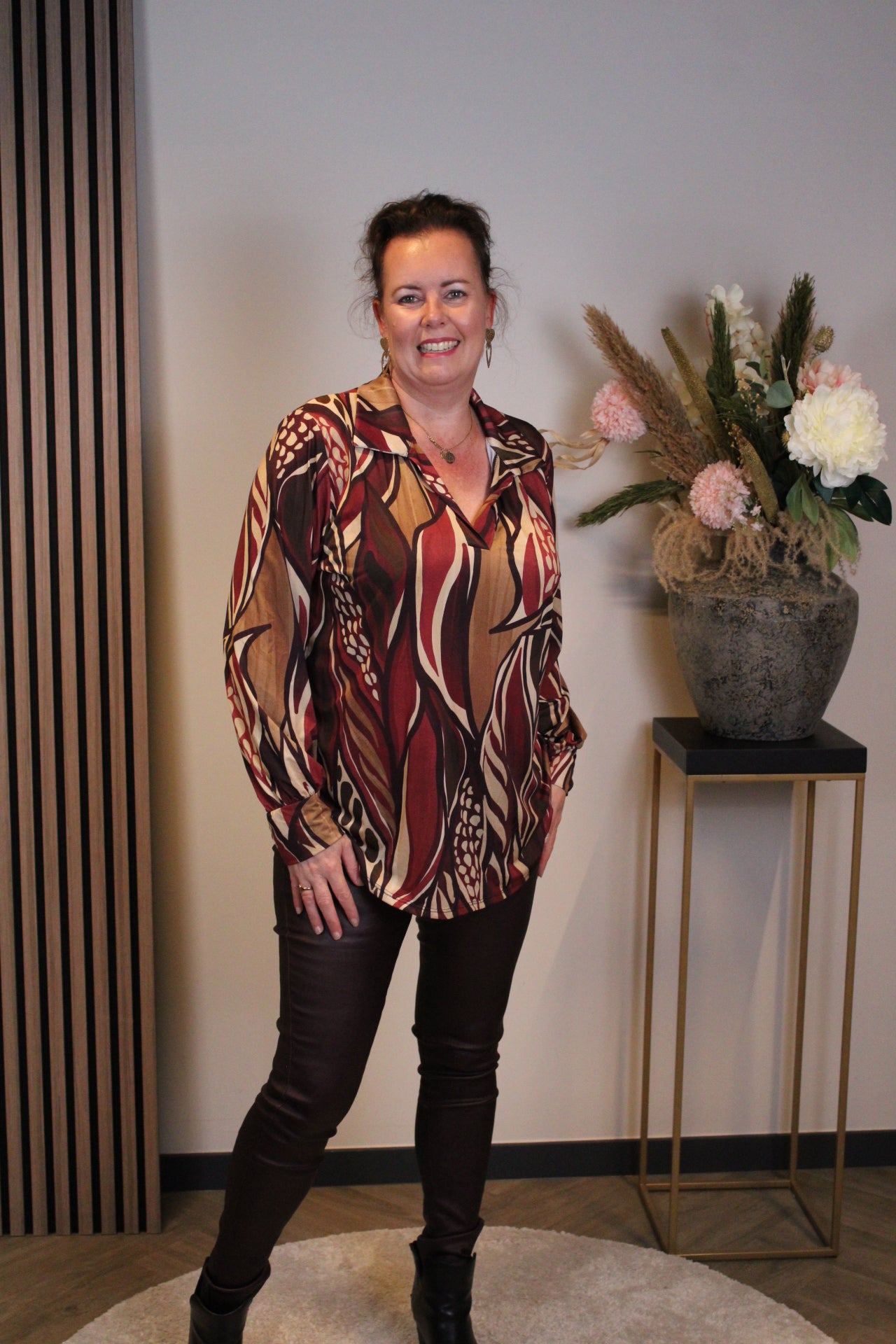 Mona | Blouse rood met kraagje 38 t/m 48