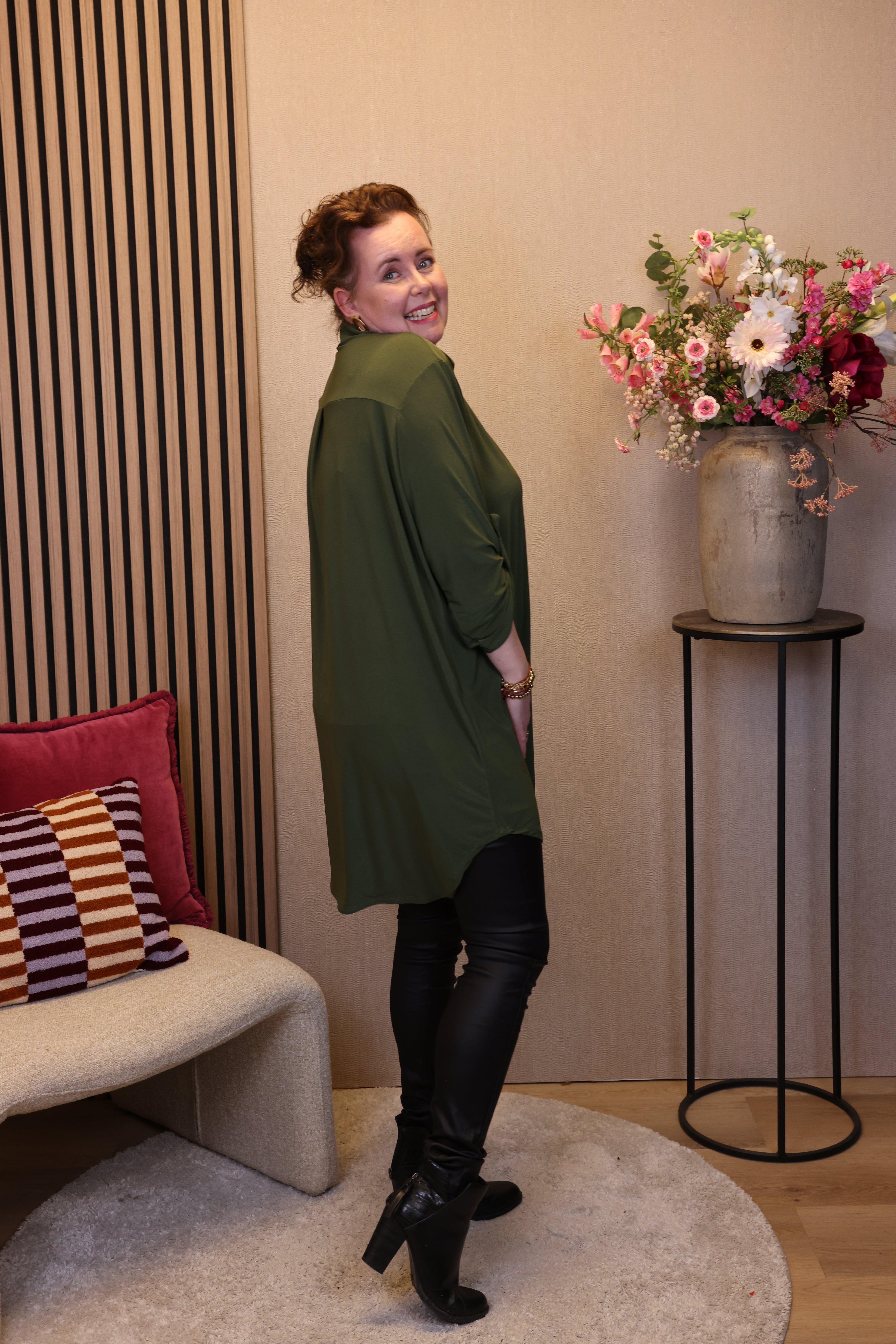 Marieke | Tuniek groen met kraagje