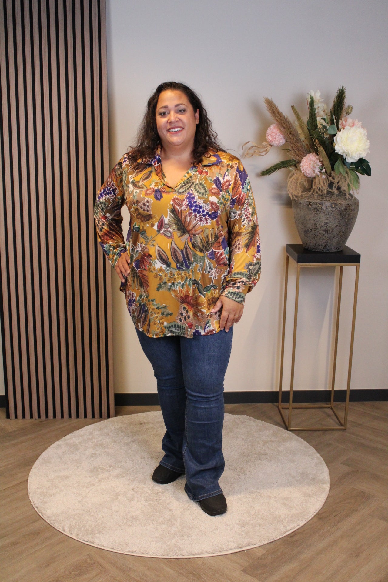 Helena | Blouse met kraagje geel 48 t/m 52