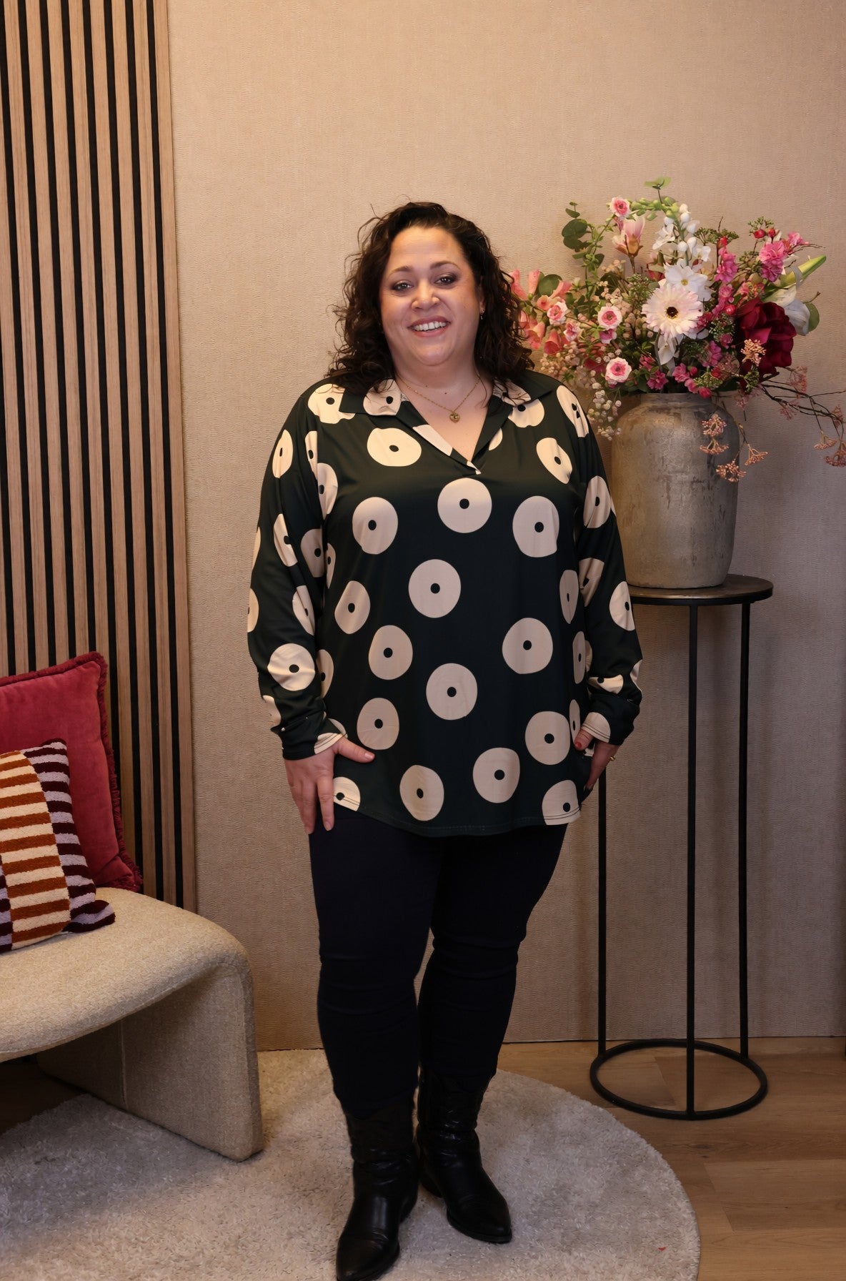 Mira | Blouse groen met kraagje