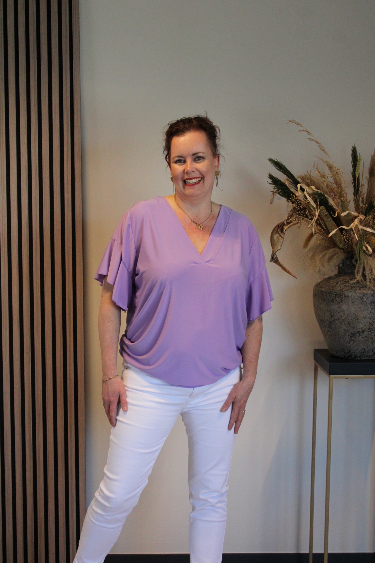 Mayra | Blouse korte mouw paars 40 t/m 48