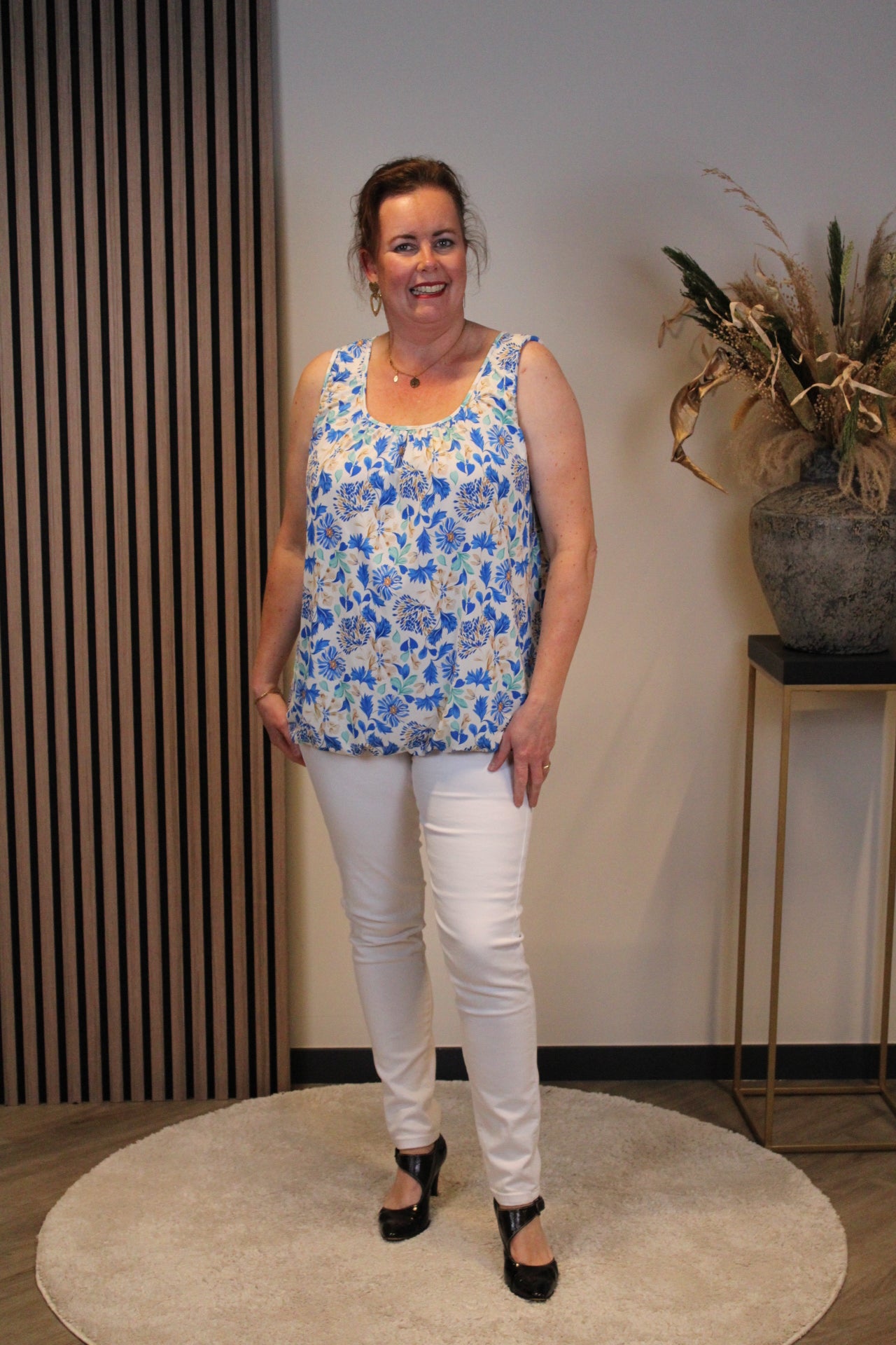 Grietje | Top blauw korte mouw 48 t/m 52