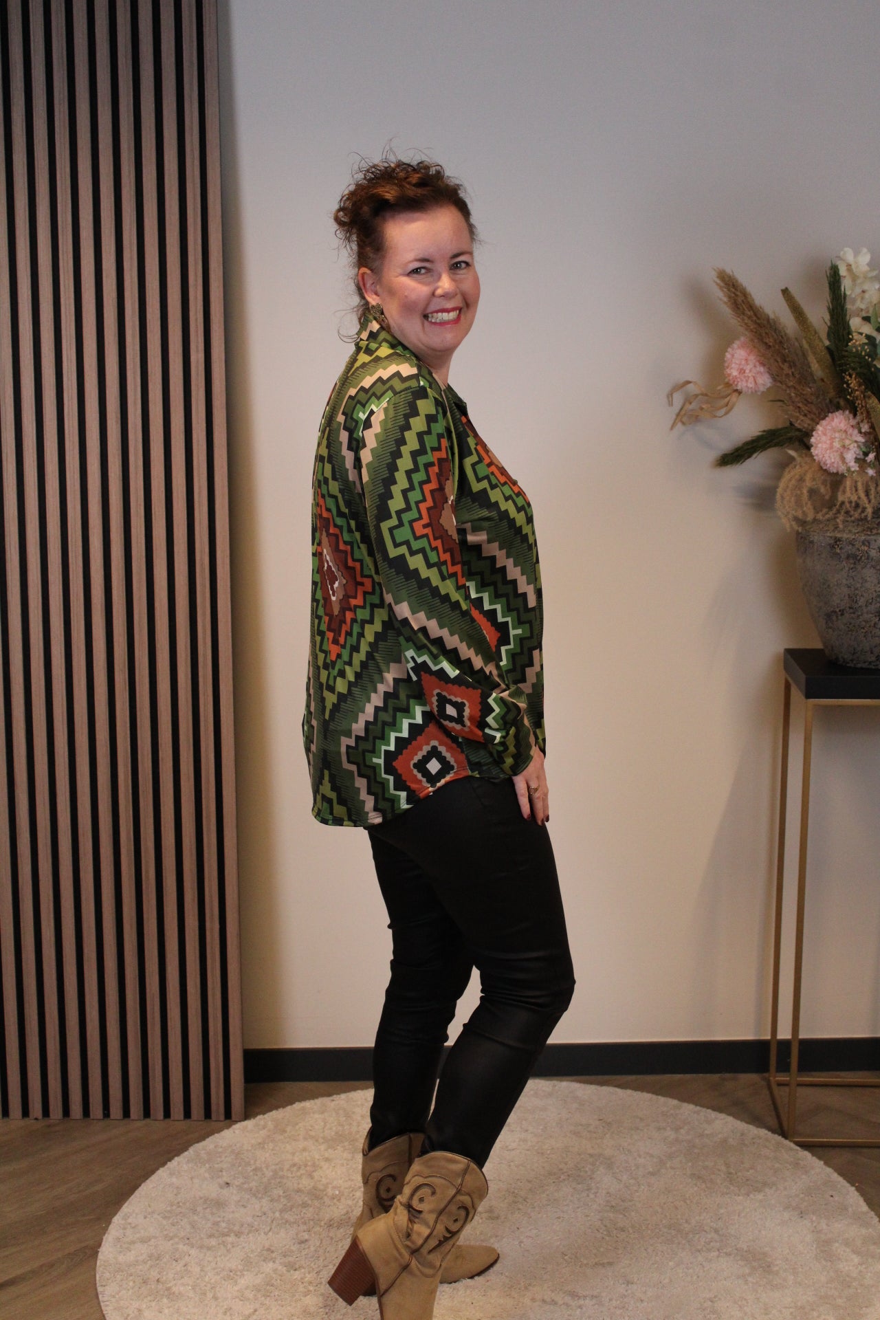 Mien | Blouse met kraagje groen 48 t/m 52