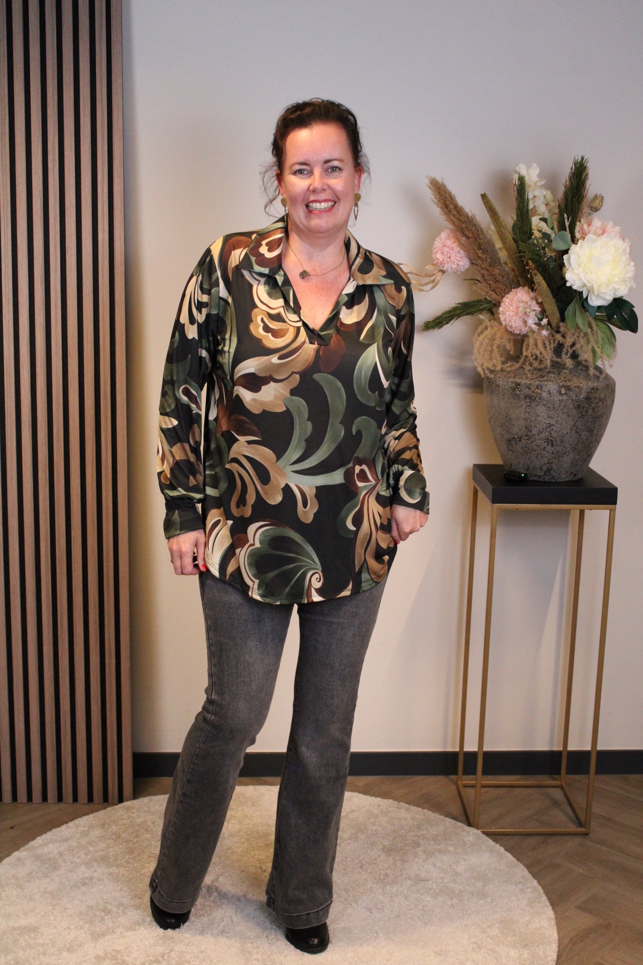 Astrid | Blouse groen met kraagje 38 t/m 48