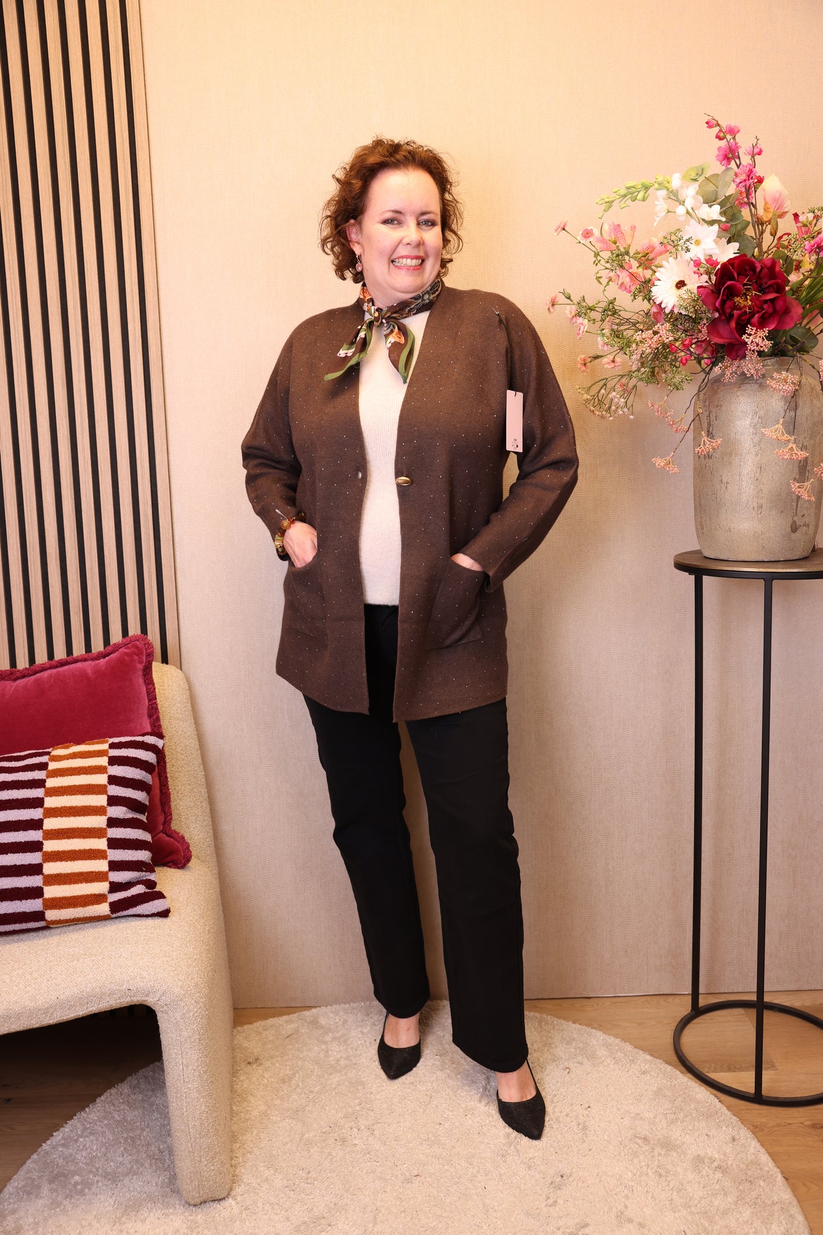 Estelle | Vest glitter bruin