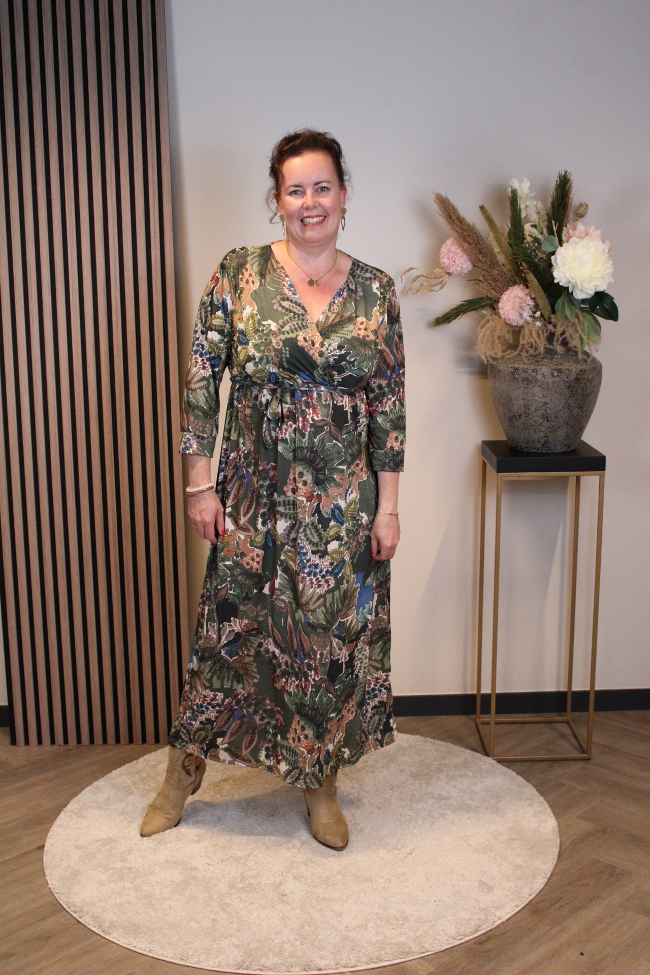 Christa | Jurk groen lange mouw 46 t/m 50