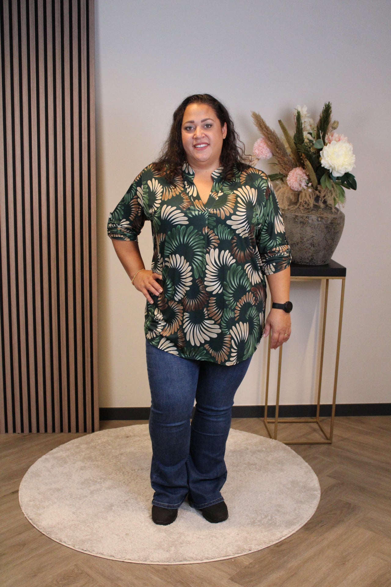 Margriet | Blouse groen lange mouw 48 t/m 52