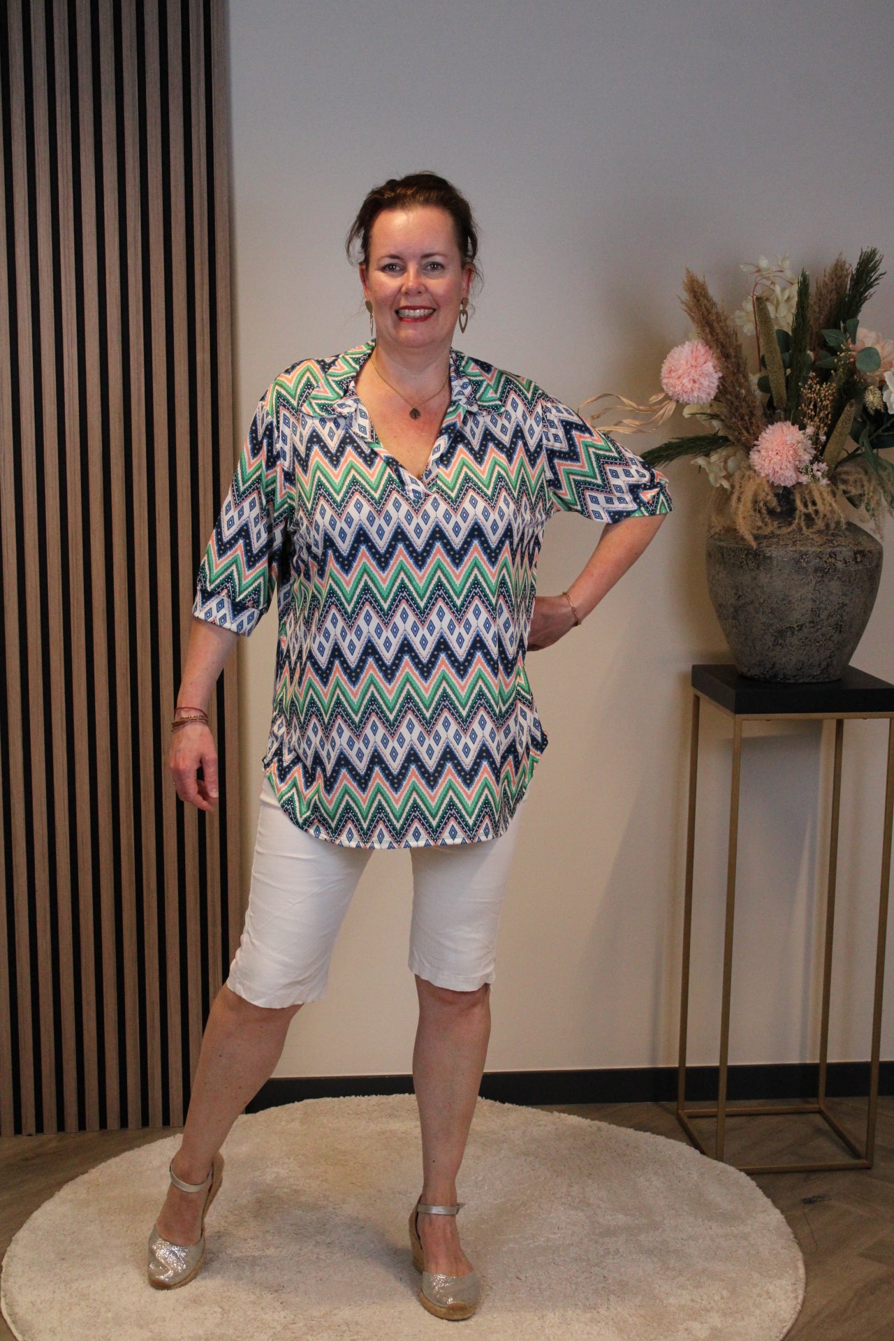 Lyra | Blouse met kraagje blauw 38 t/m 48