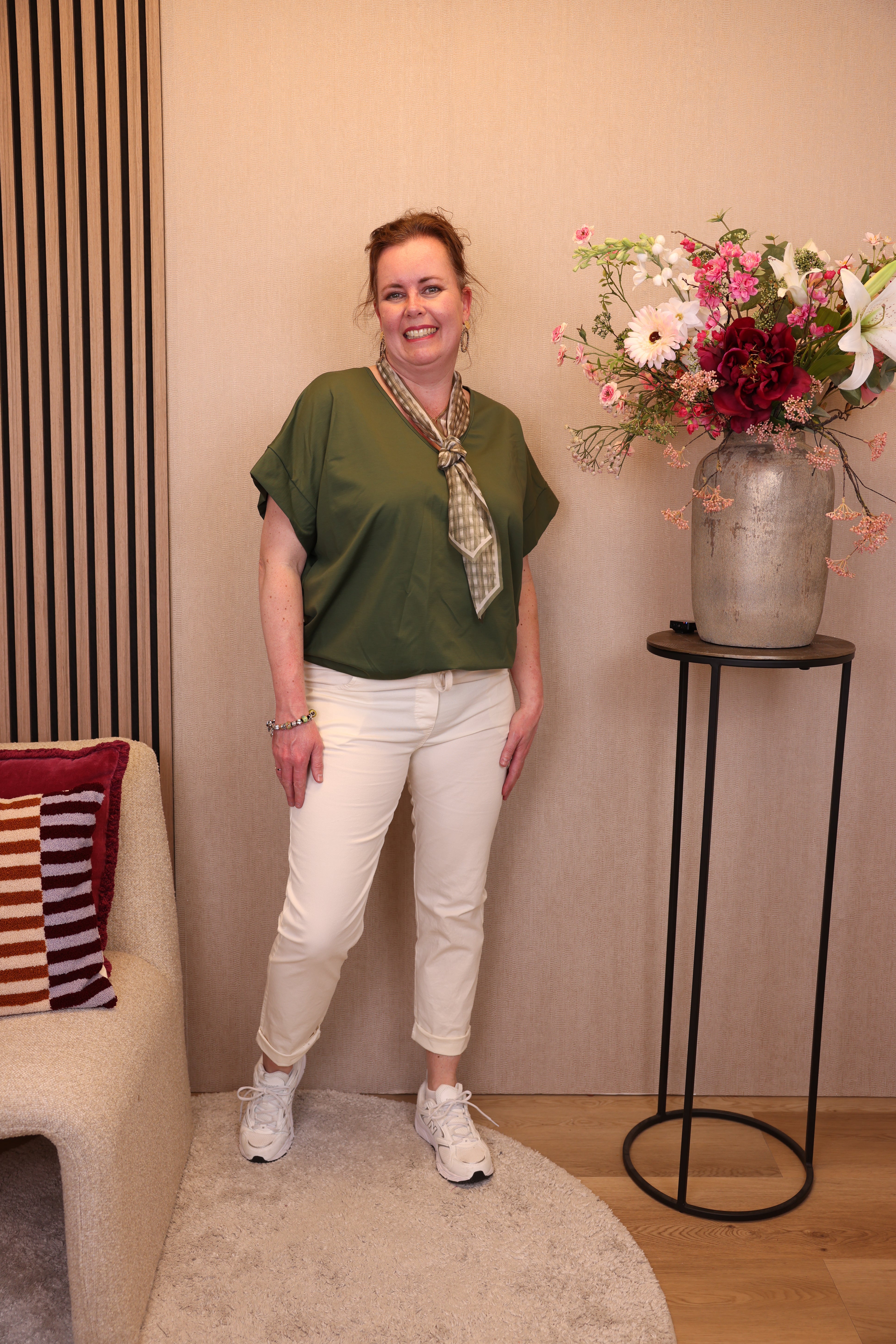 Ina | Top donker groen + gratis sjaal