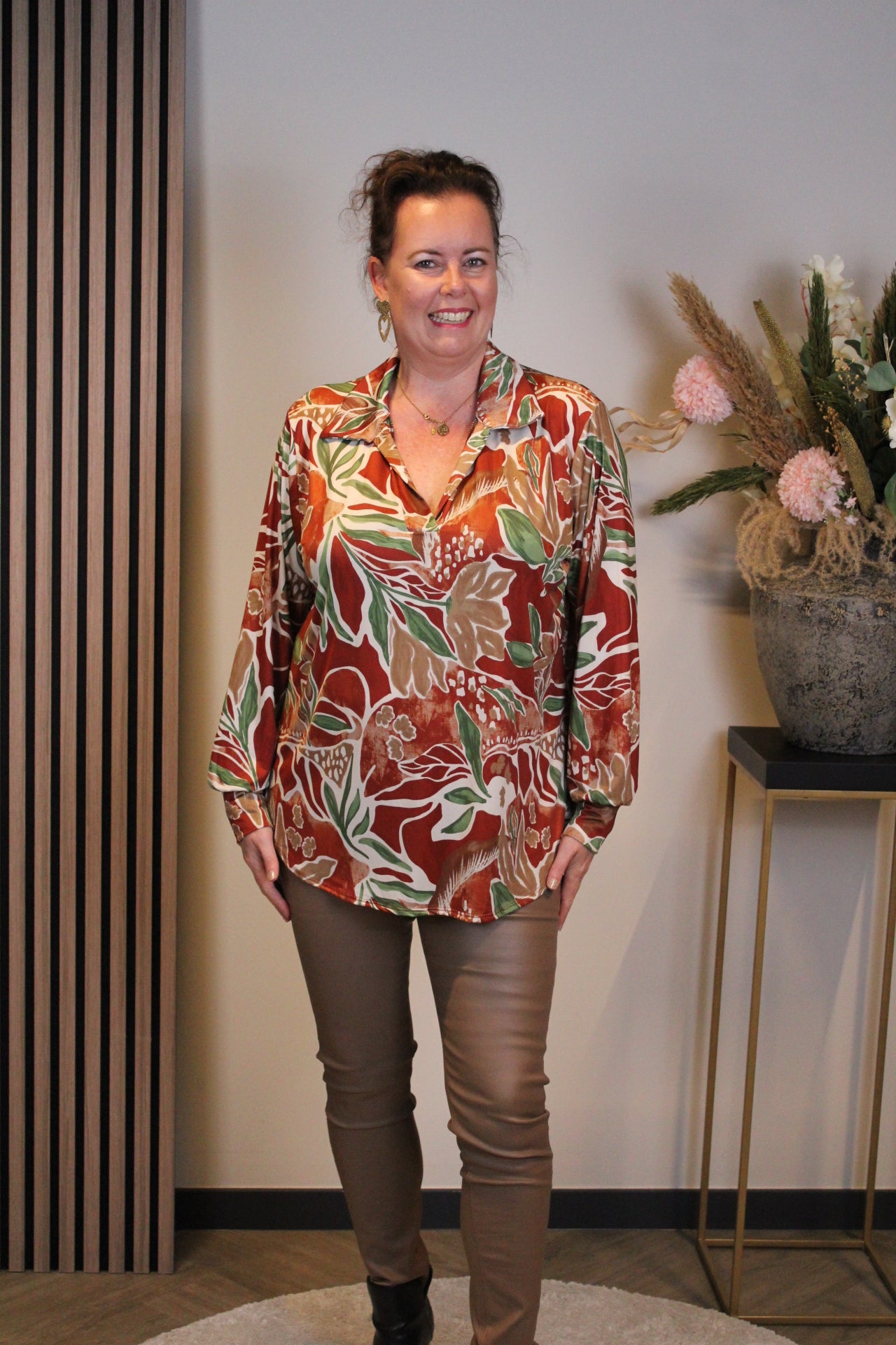Annie | Blouse oranje met kraagje 38 t/m 48
