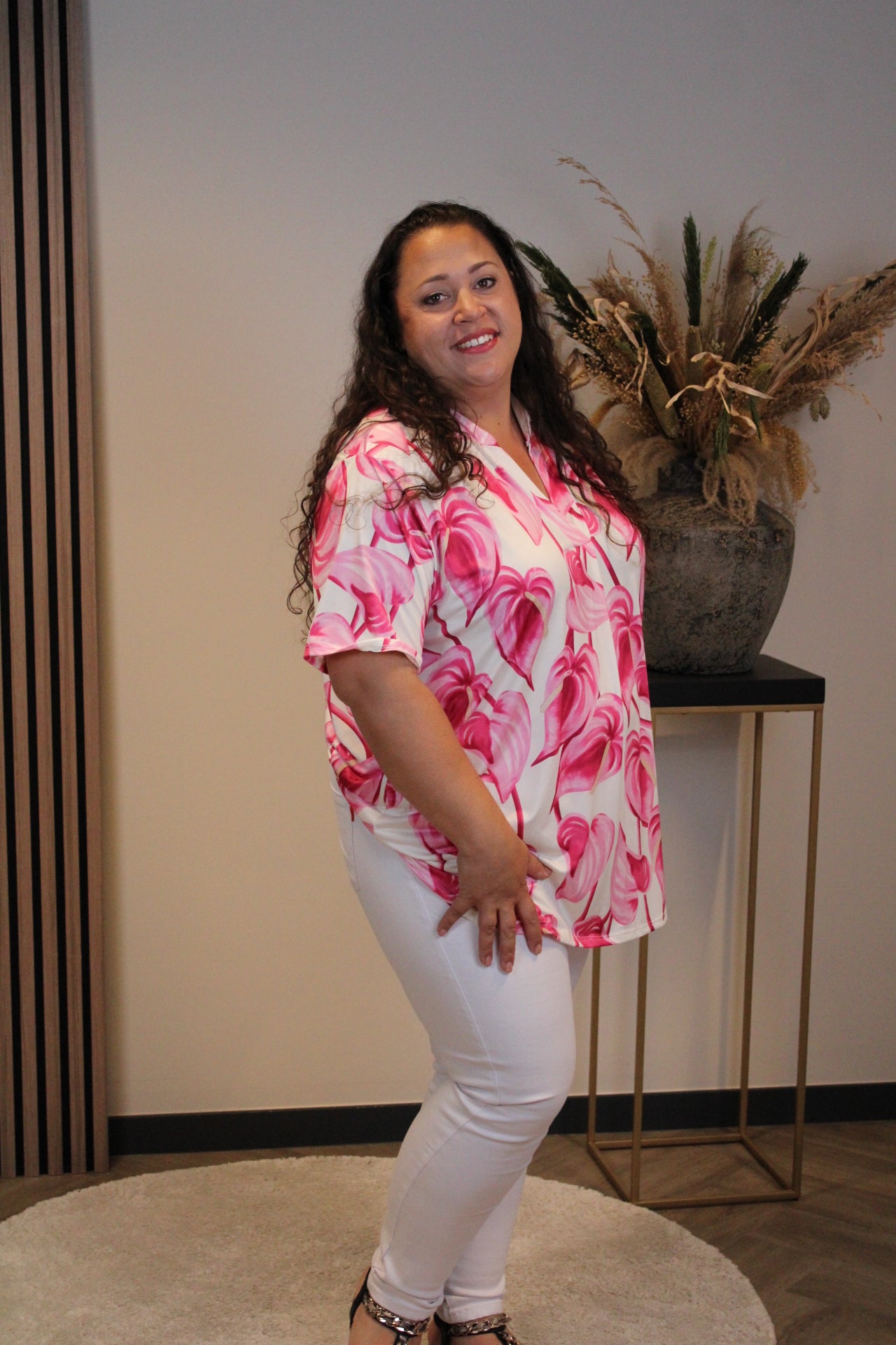 Floortje | Blouse roze korte mouw 48 t/m 52