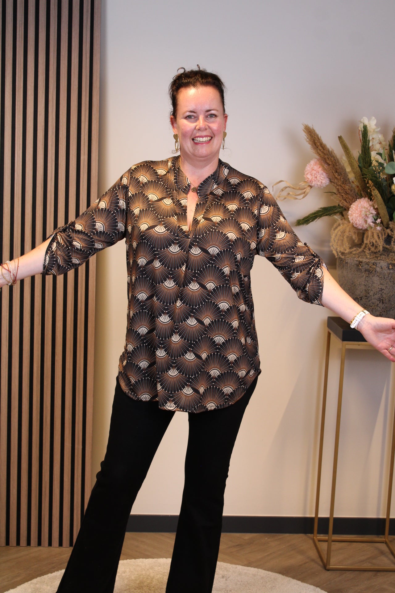 Dora | Blouse zwart lange mouw 52 t/m 58