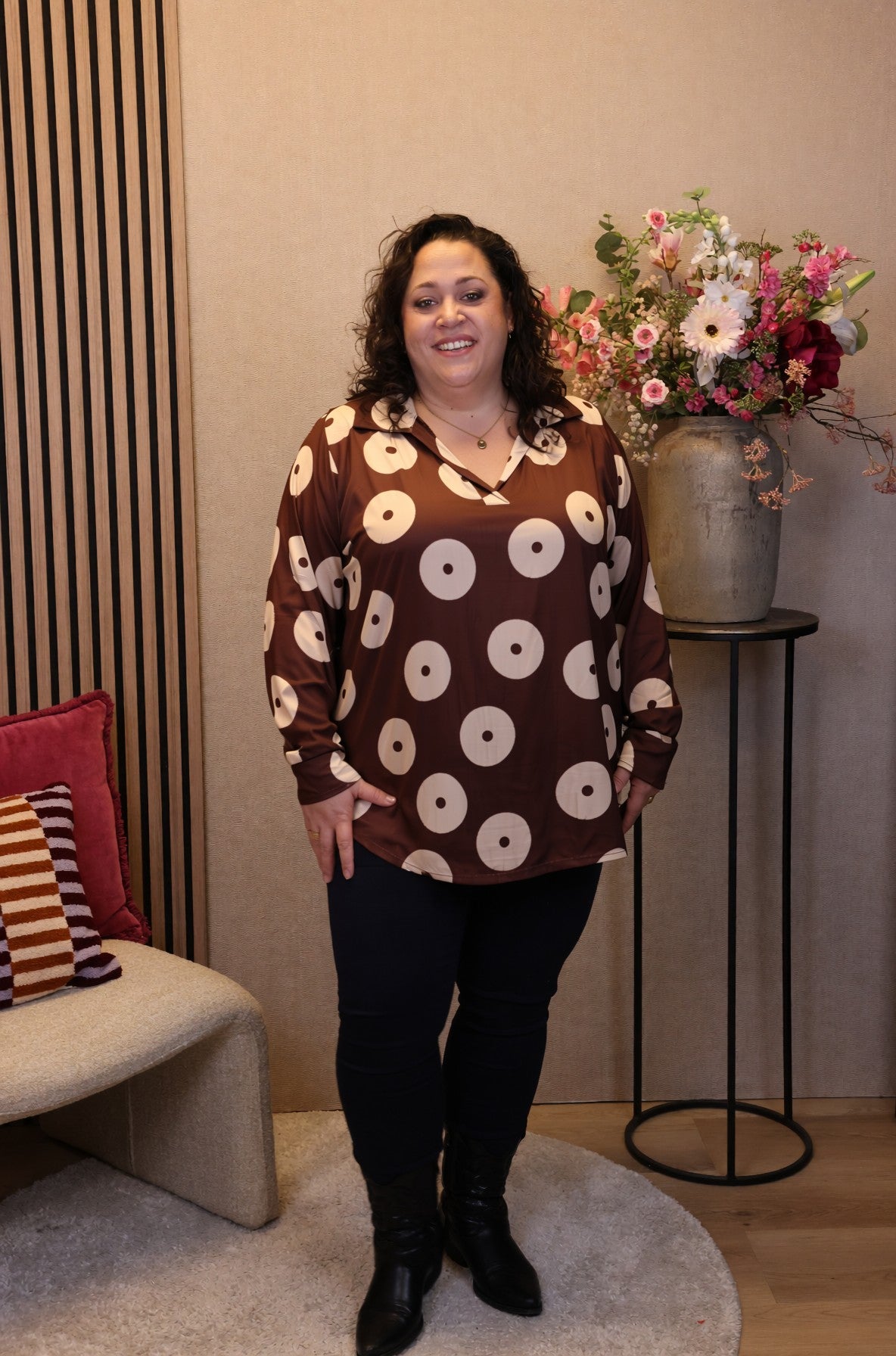 Mira | Blouse bordeaux met kraagje