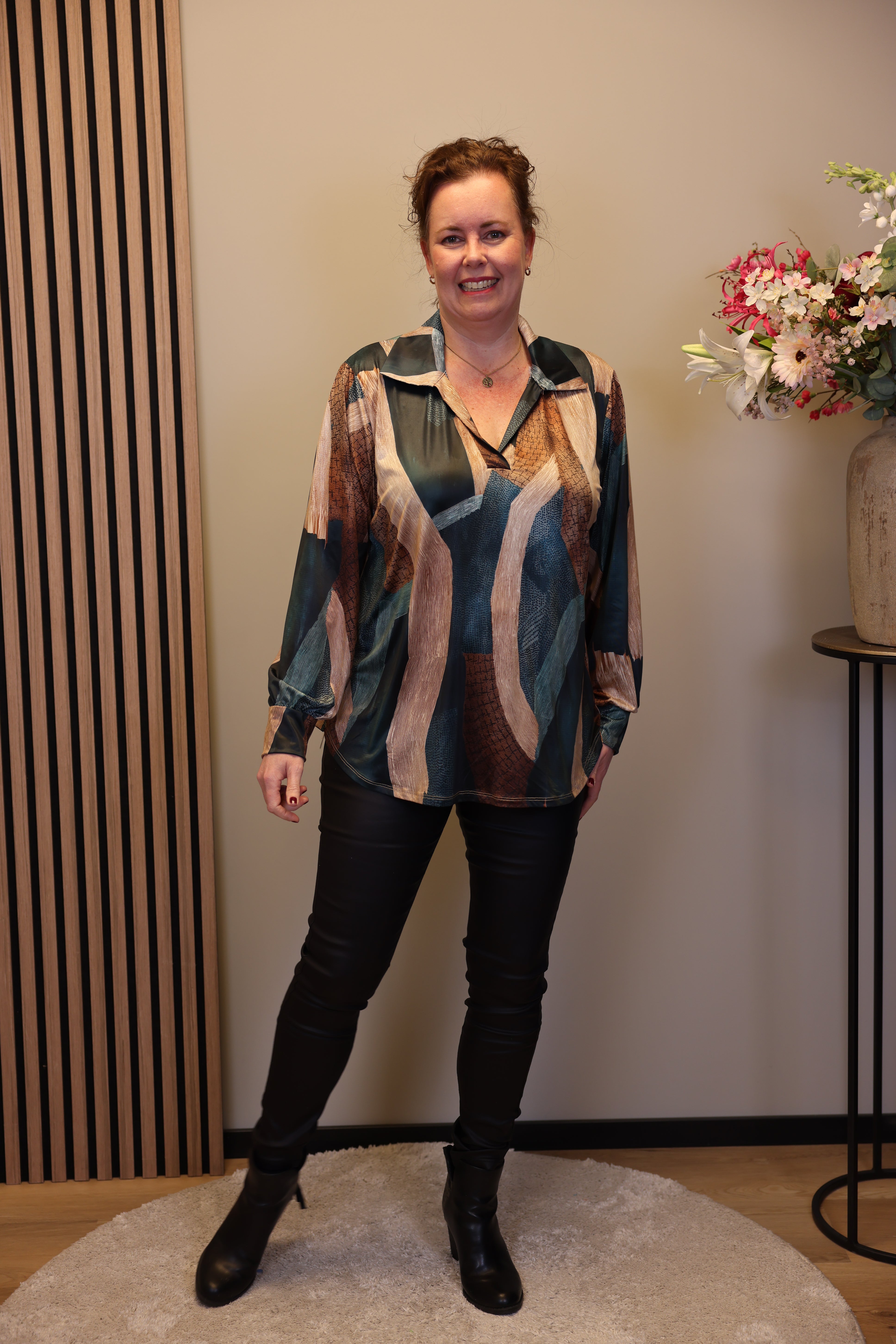 Tara | Blouse met kraagje aqua 48 t/m 52