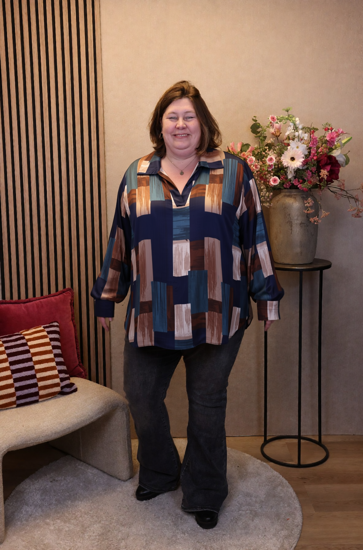 Leonie | Blouse blauw met kraagje