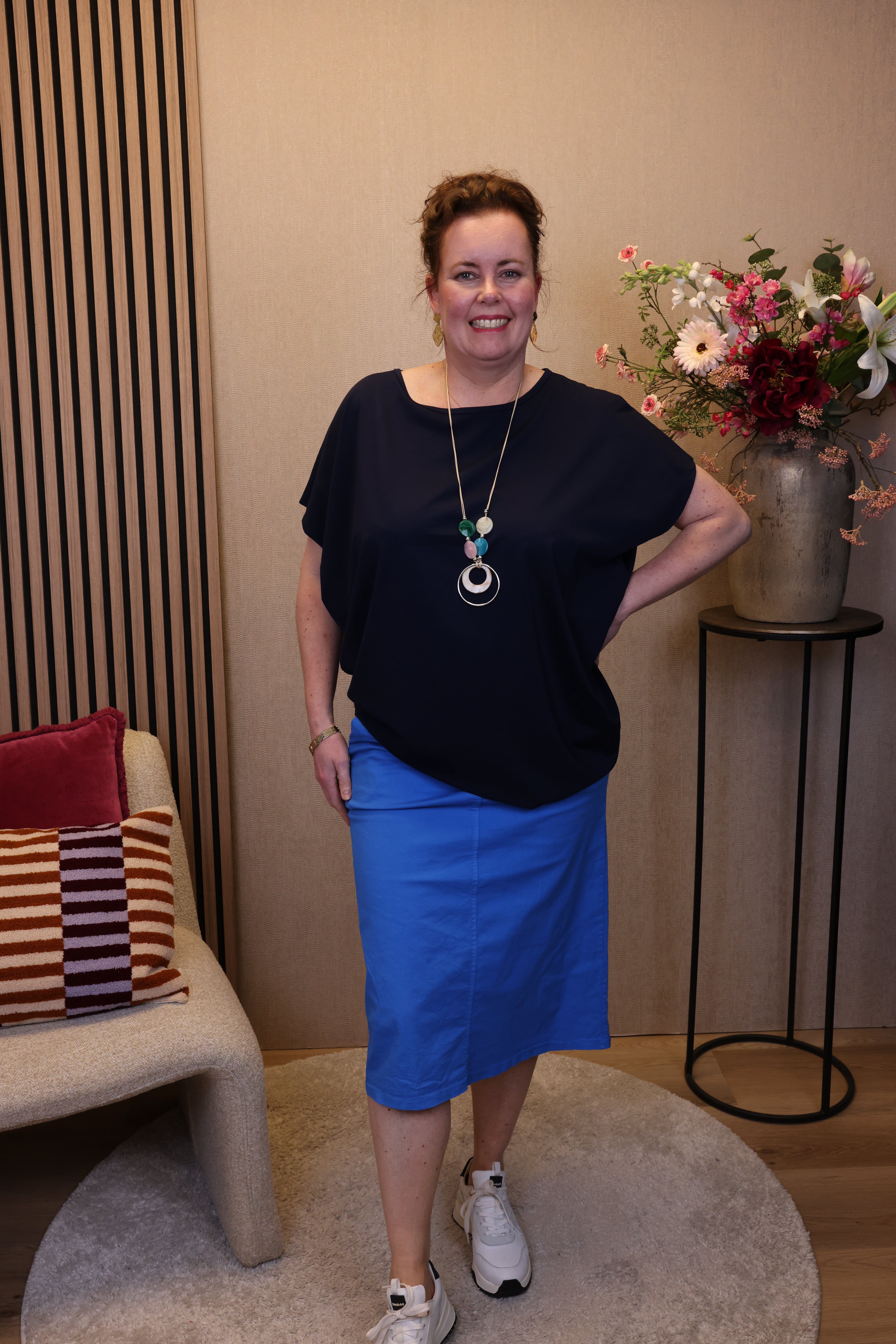 Tess | Top navy + gratis ketting