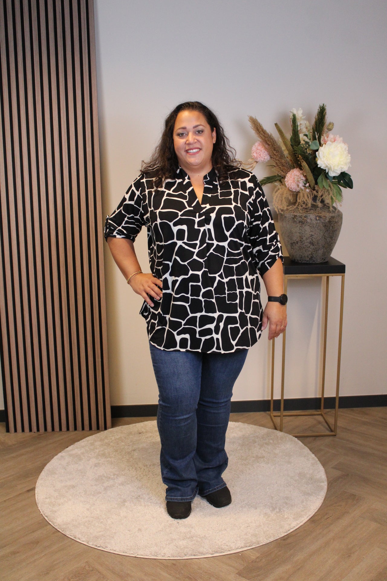 Miriam | Blouse zwart lange mouw 48 t/m 52