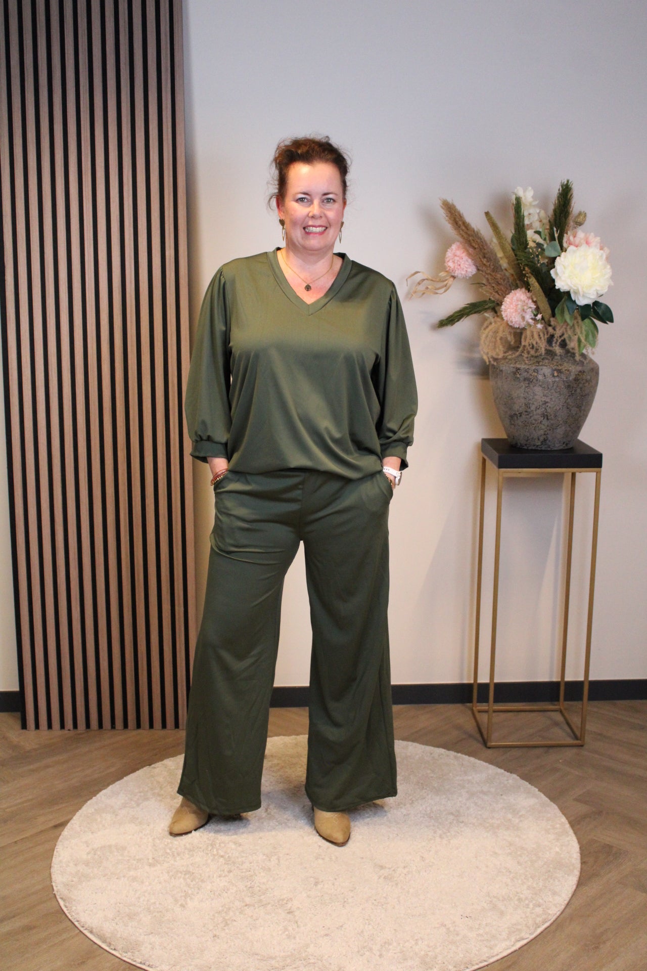 Silke | Top groen 3/4-mouw 40 t/m 44