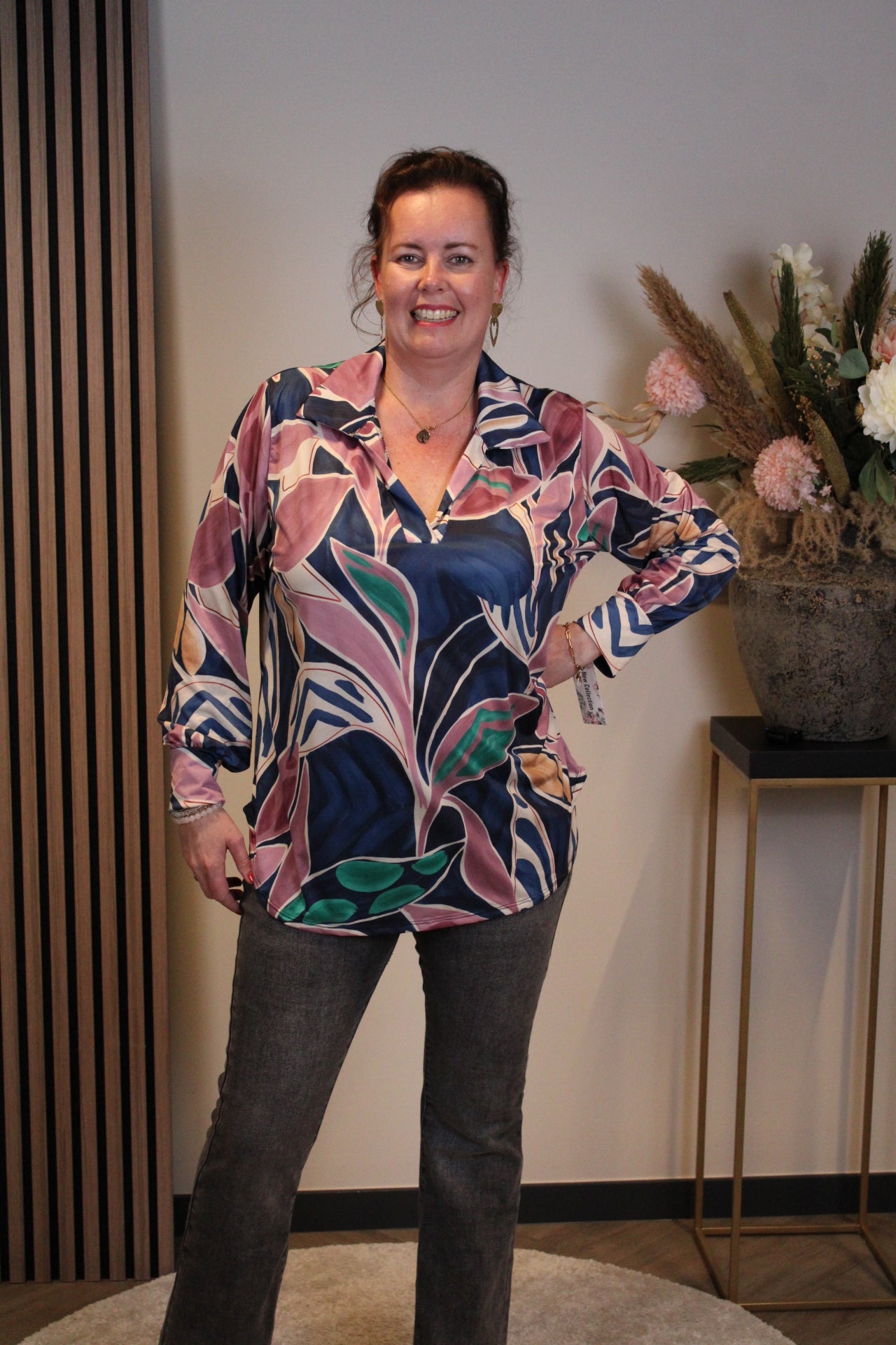 Kristel | Blouse roze met kraagje 38 t/m 48