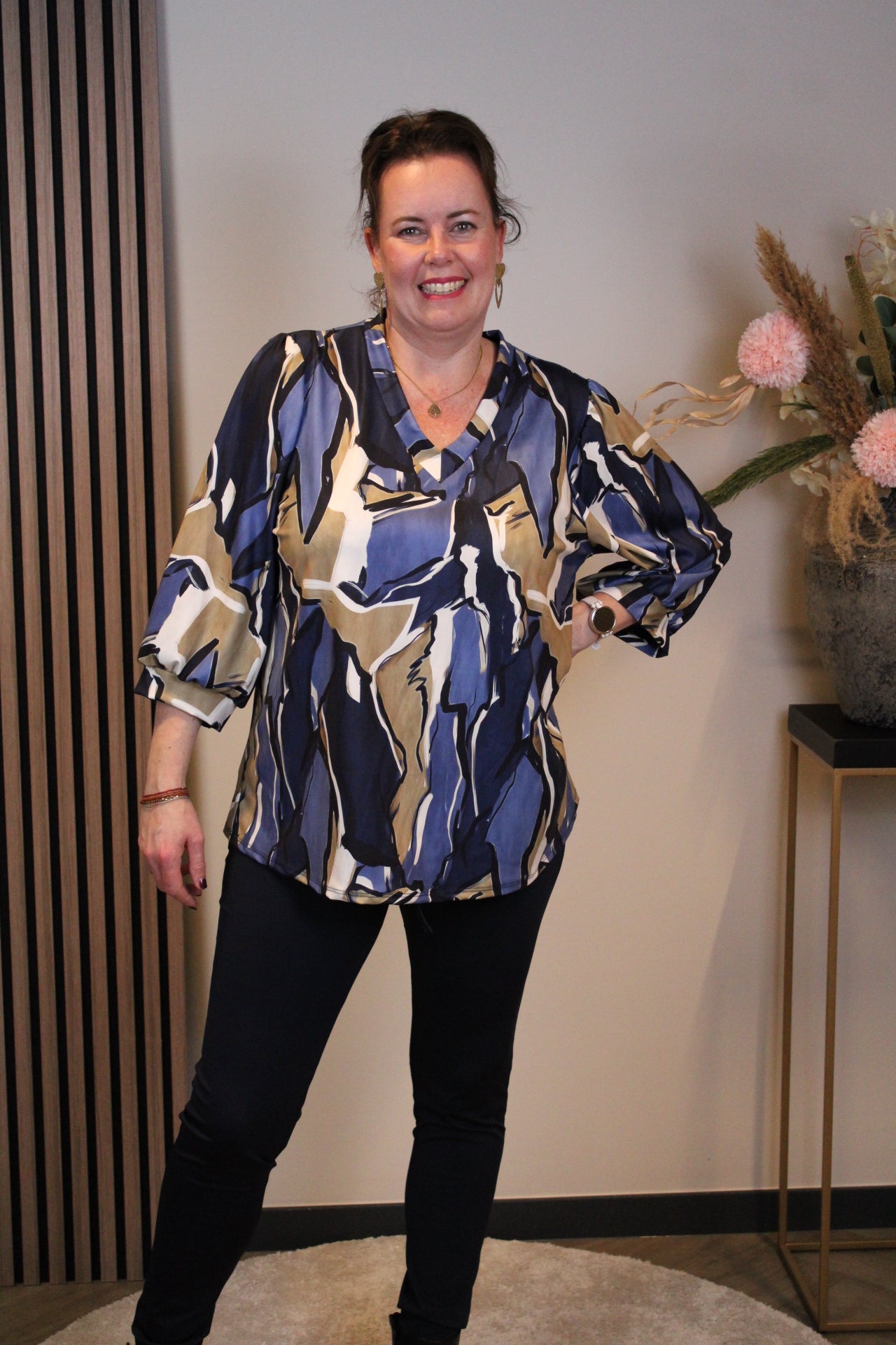 Sofia | Top blauw 3/4-mouw 46 t/m 50