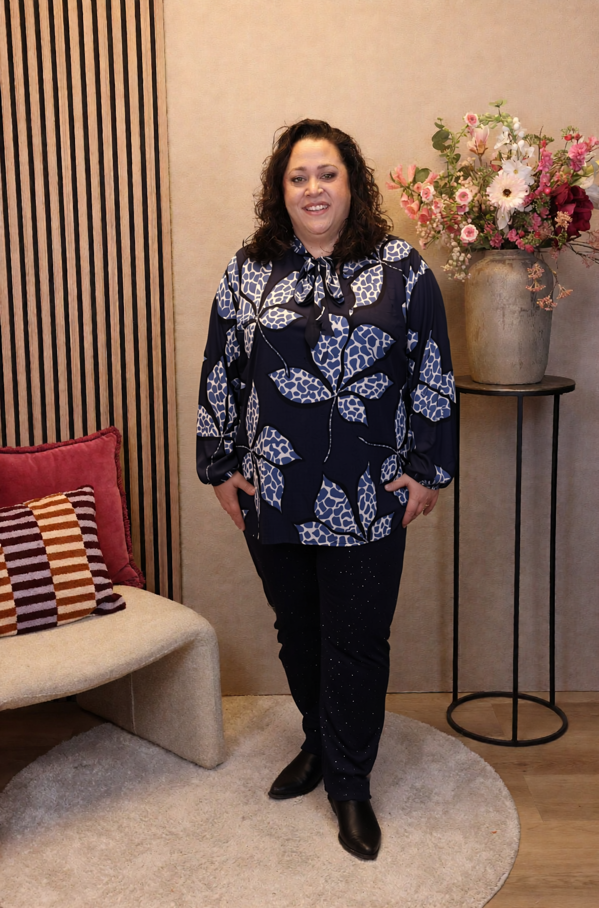 Daphne | Blouse blauw met strik