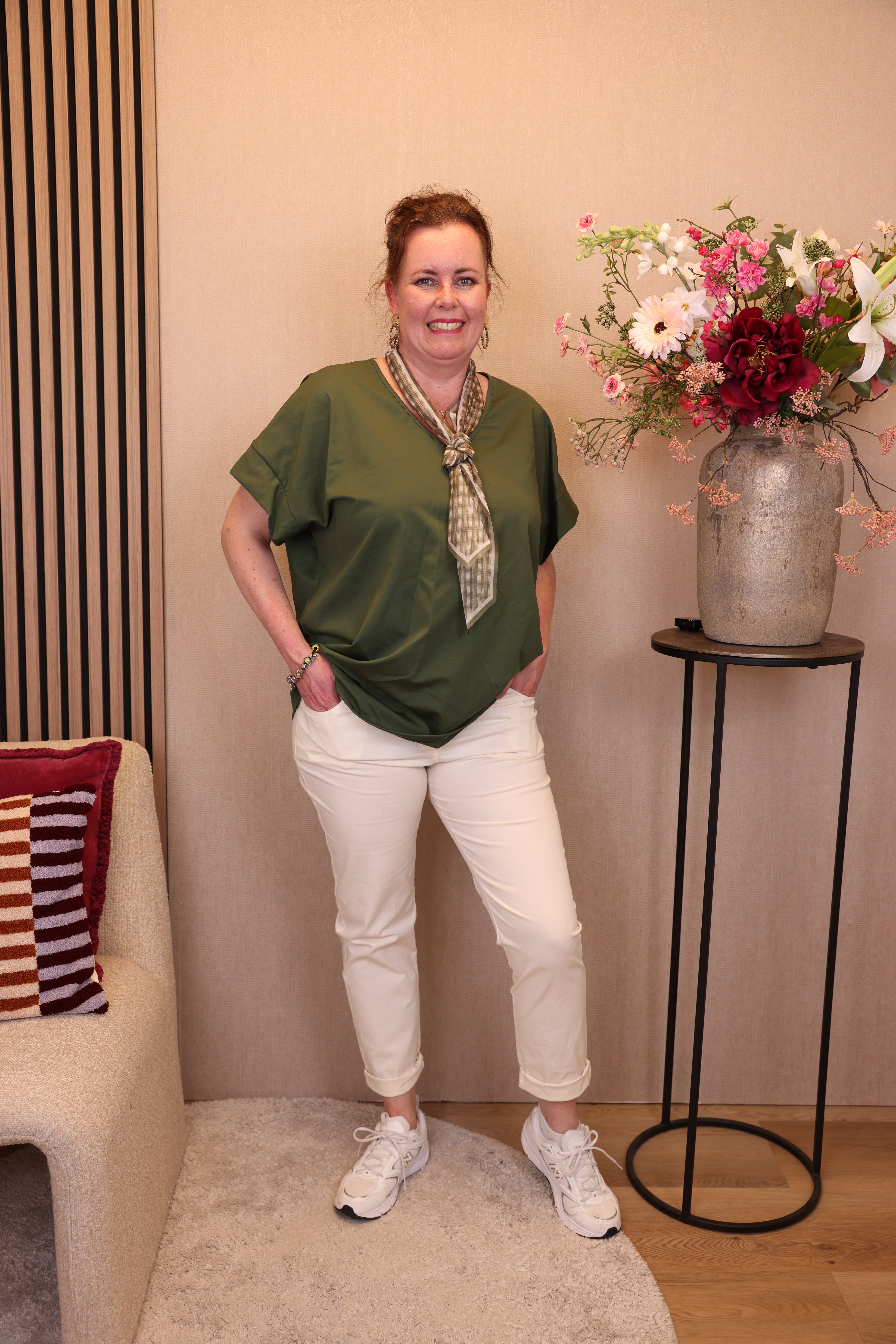 Ina | Top donker groen + gratis sjaal