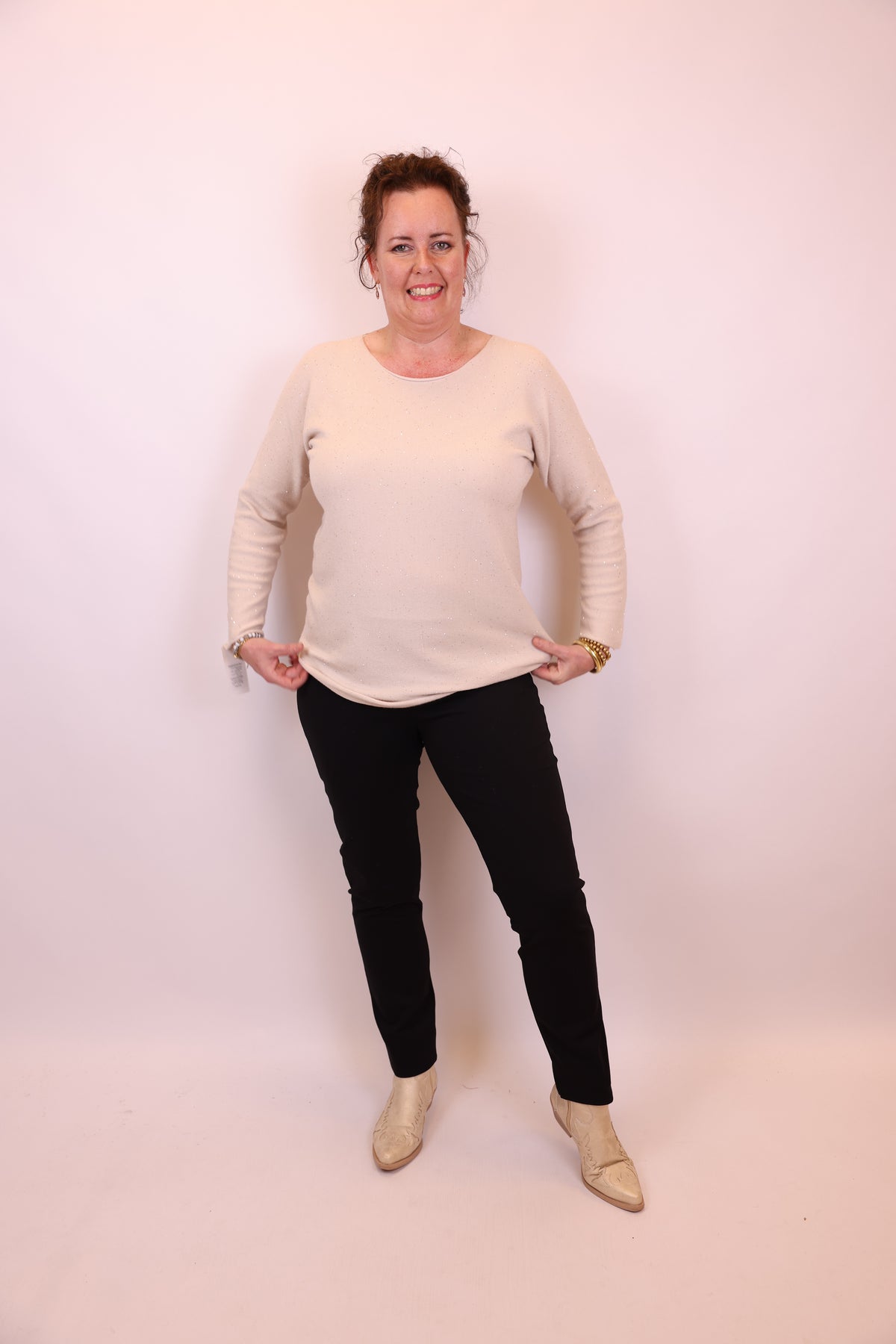 Ina | Trui beige glitter