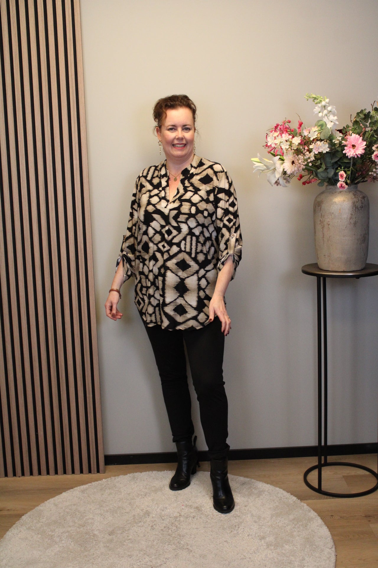 Tamara | Blouse zwart lange mouw 48 t/m 52