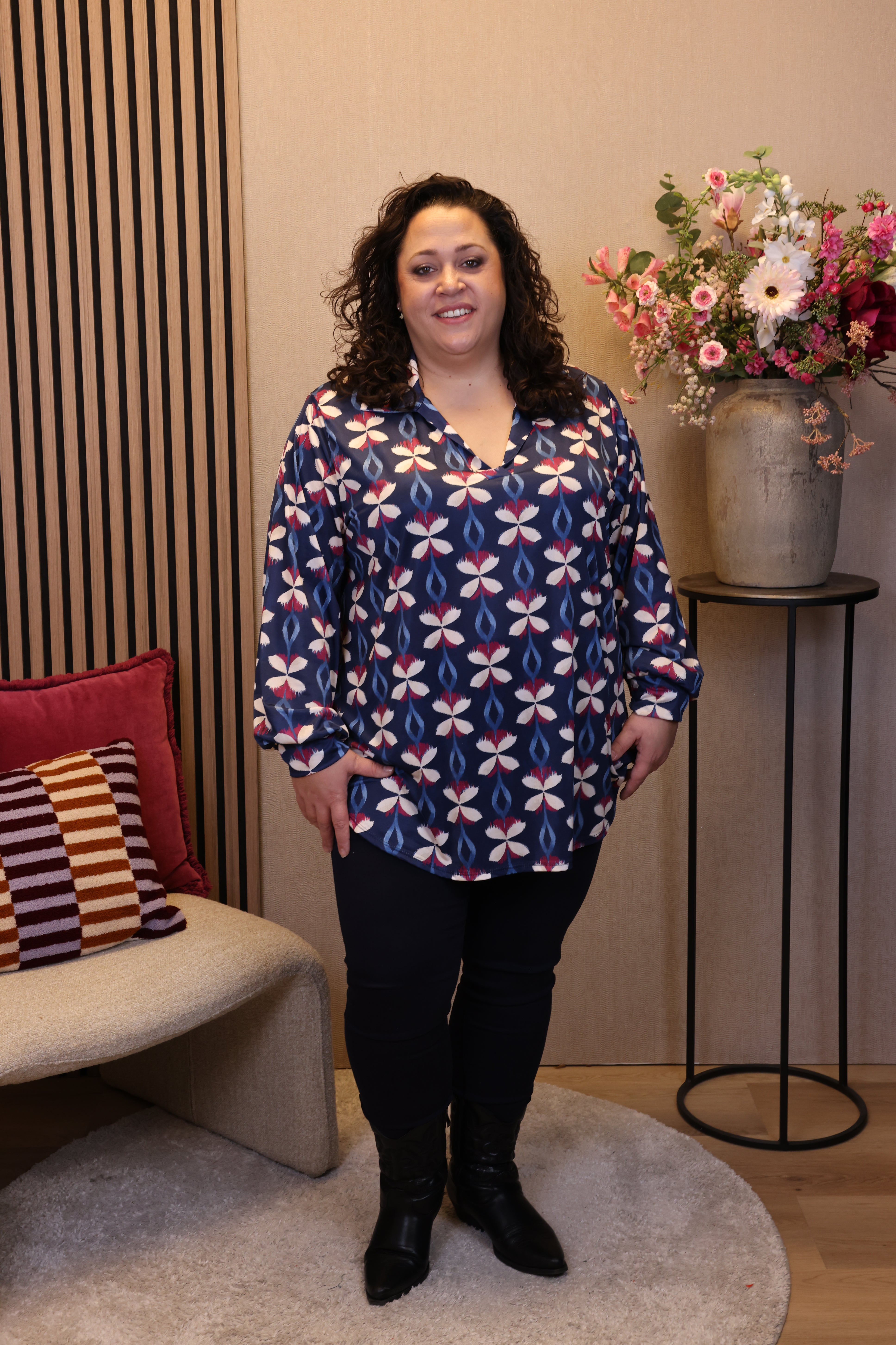 Josephine | Blouse blauw met kraagje