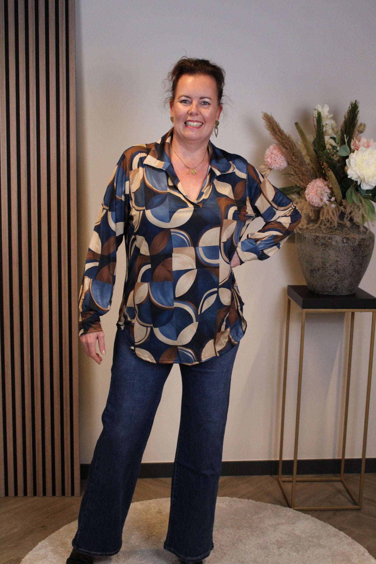 Rosalie | Blouse blauw met kraagje 38 t/m 48