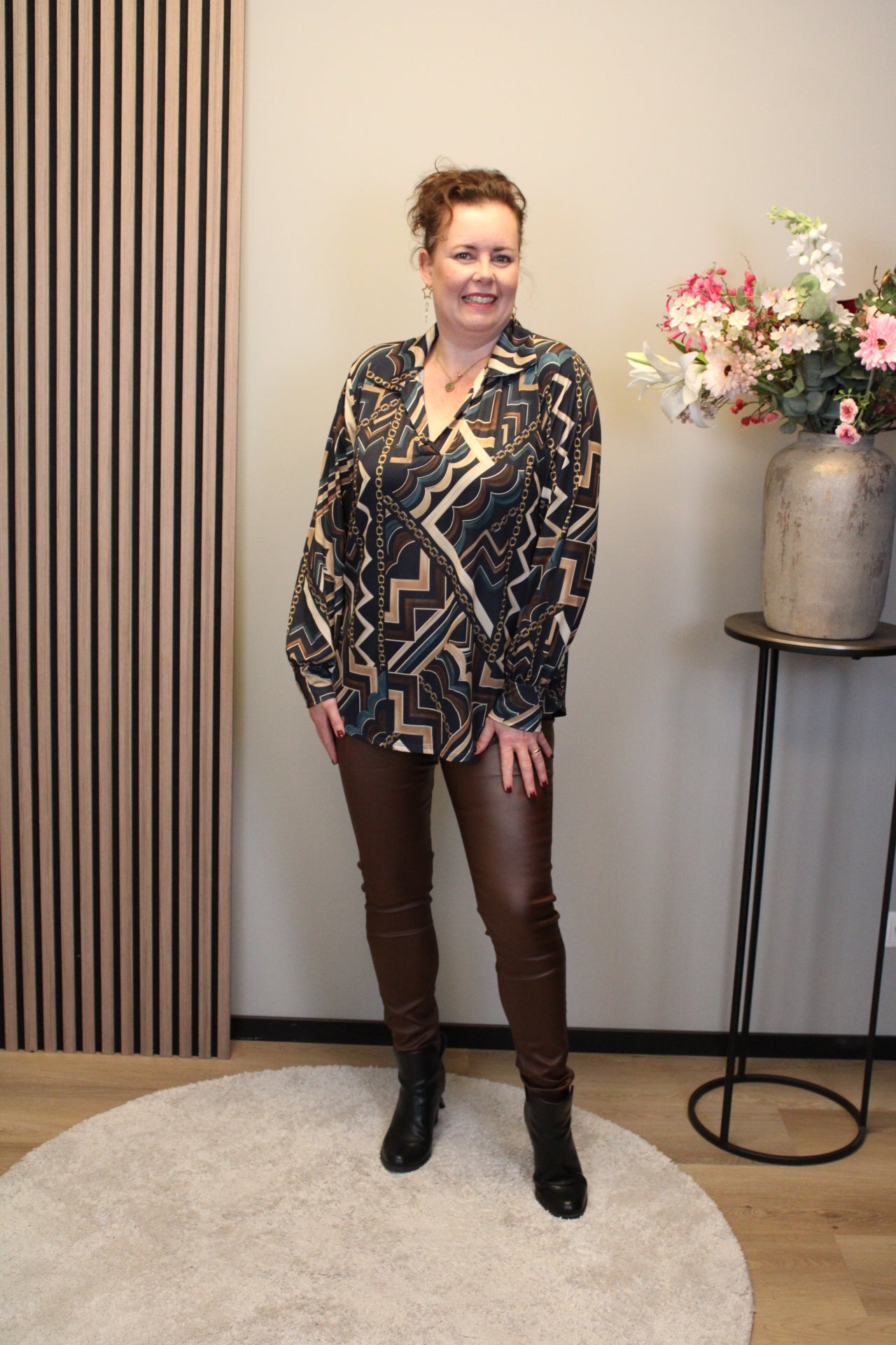 Serra | Blouse blauw met kraagje 38 t/m 48