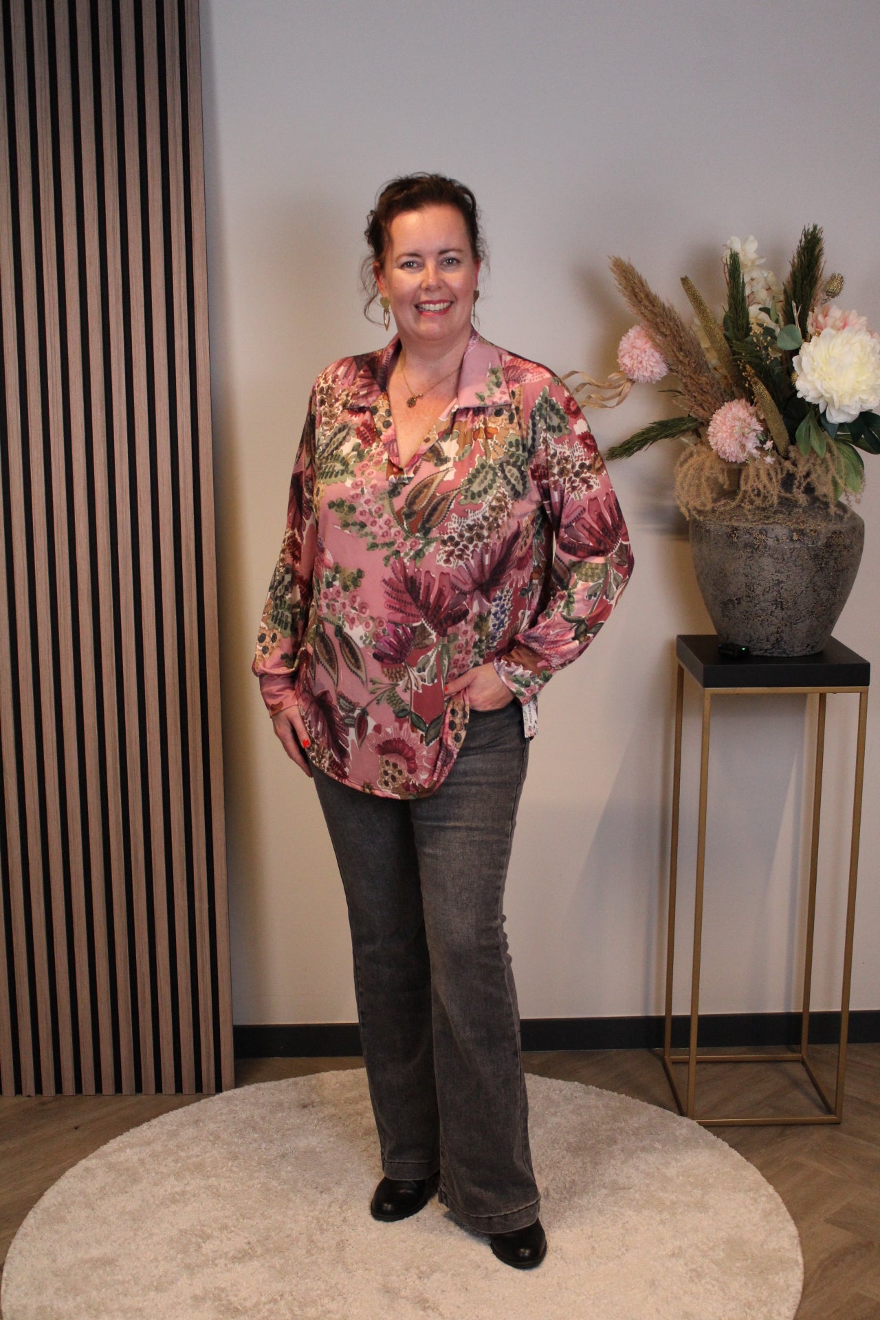 Helena | Blouse licht roze met kraagje 38 t/m 48