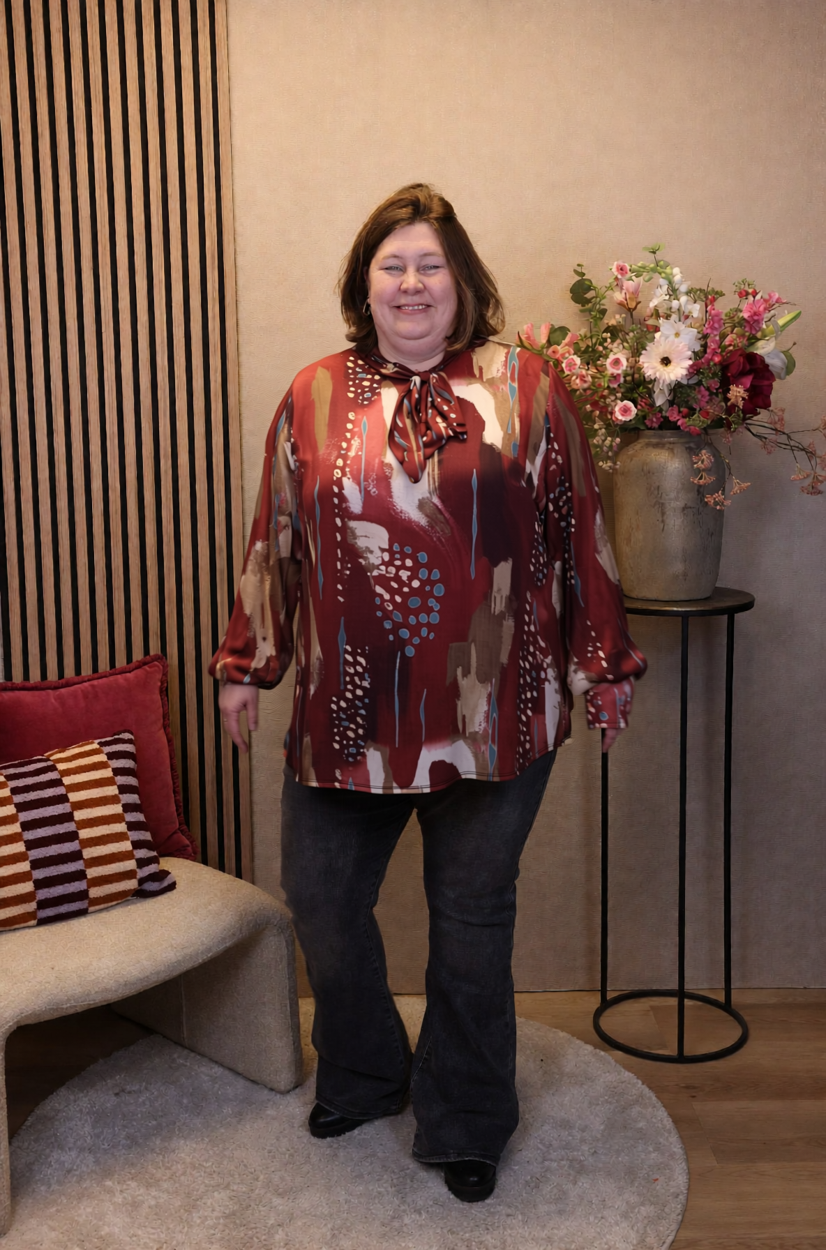 Vela | Blouse rood met strik
