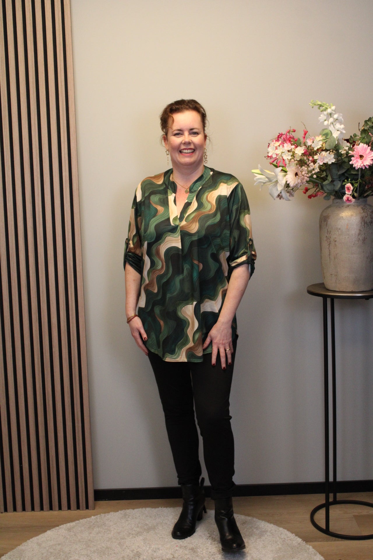 Jasmijn | Blouse groen lange mouw 38 t/m 48