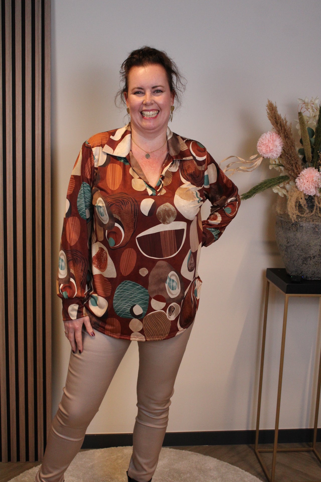 Giulia | Blouse oranje met kraagje 38 t/m 48