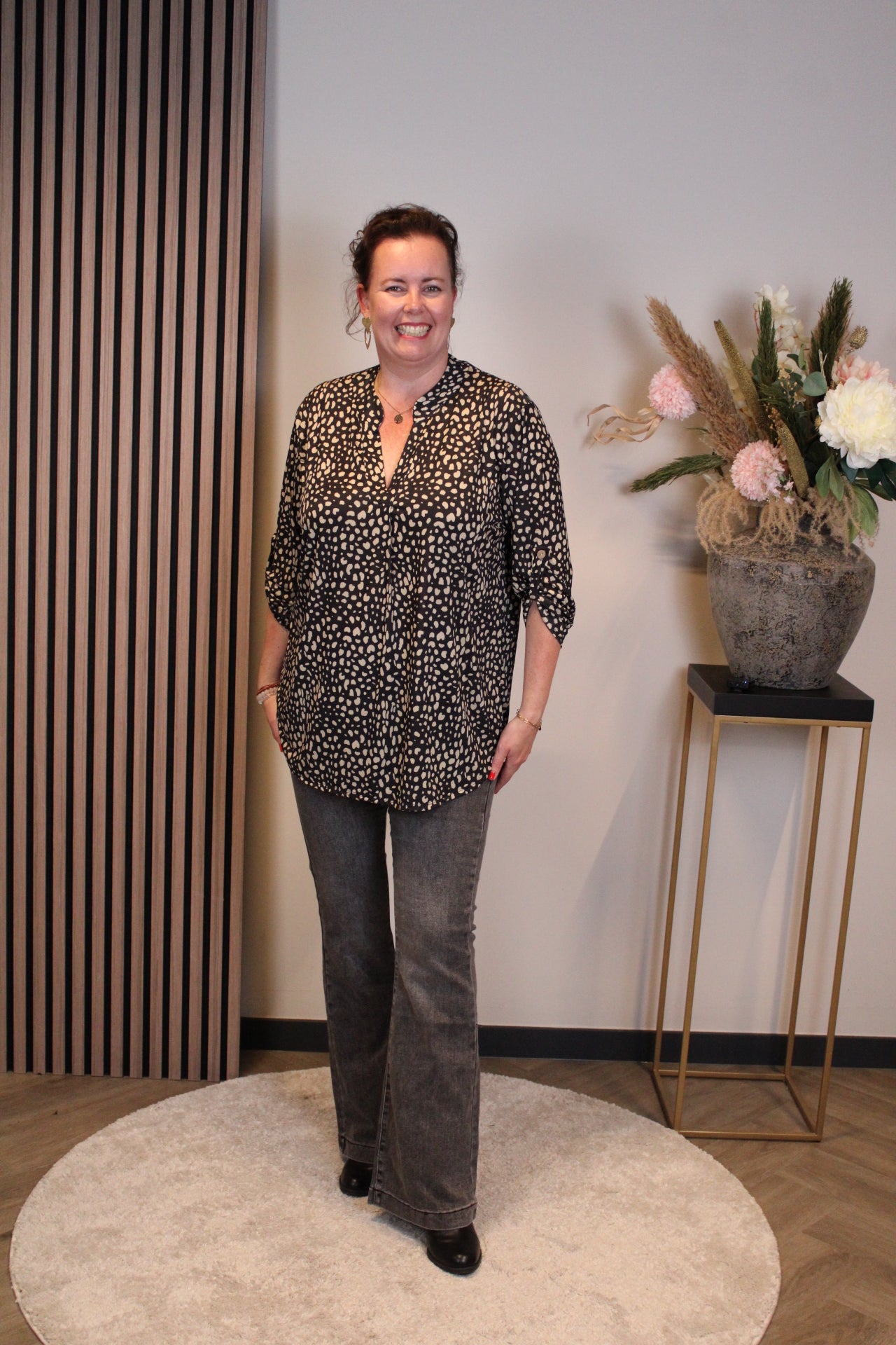Rafella | Blouse zwart lange mouw 38 t/m 48