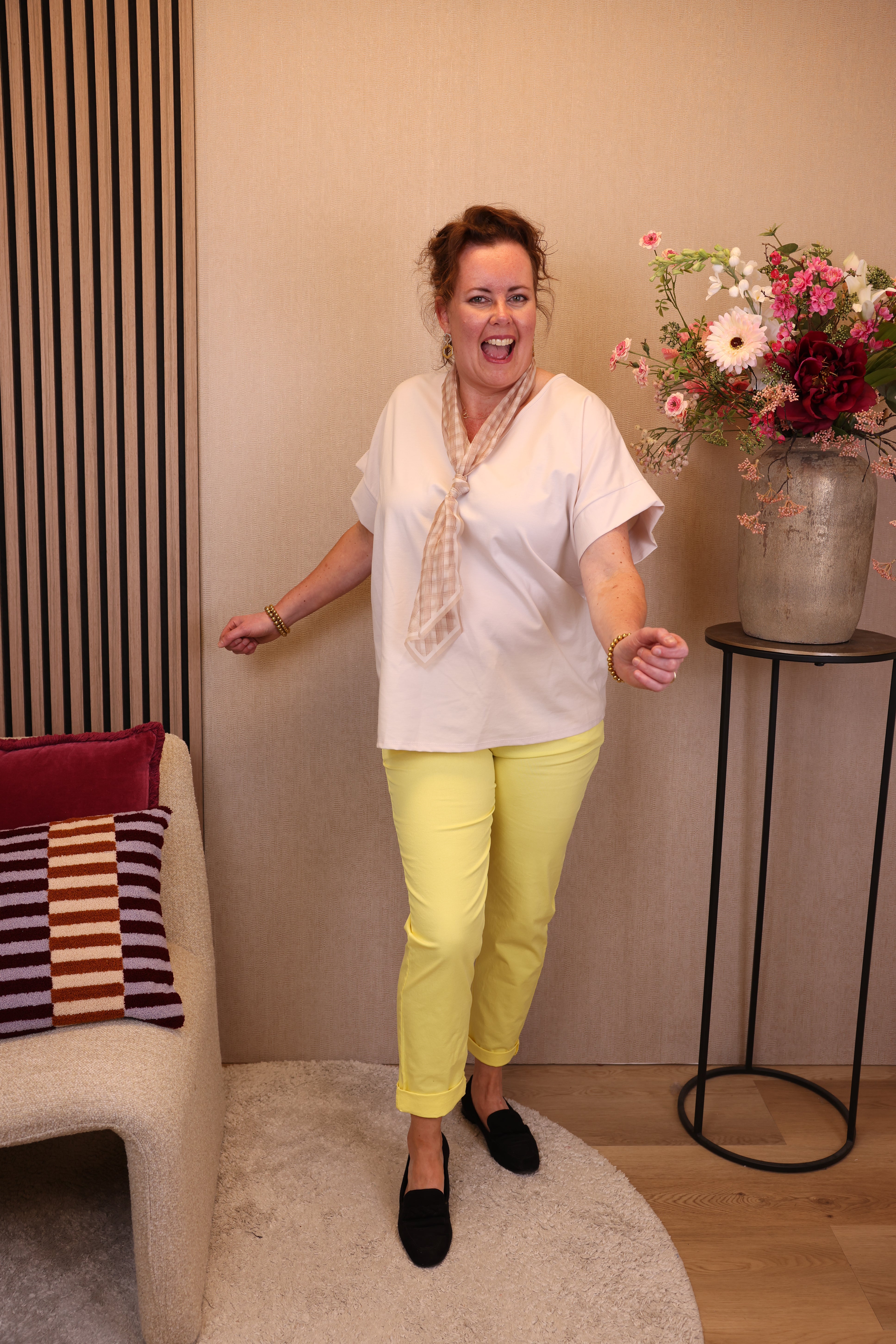 Tessa | Stretch broek geel