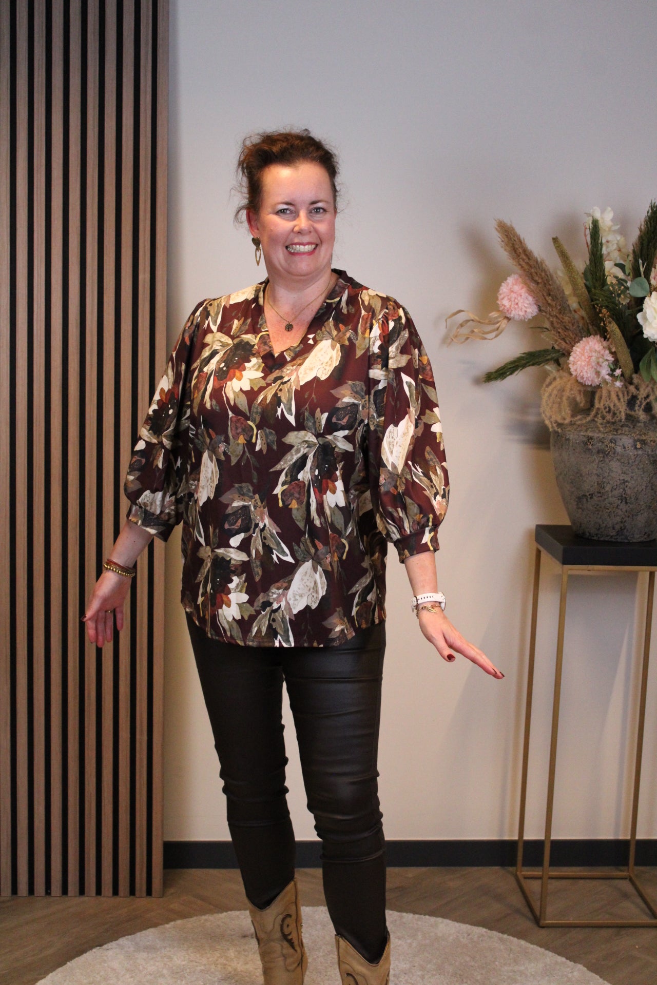 Bibi | Top bordeaux 3/4-mouw 40 t/m 44