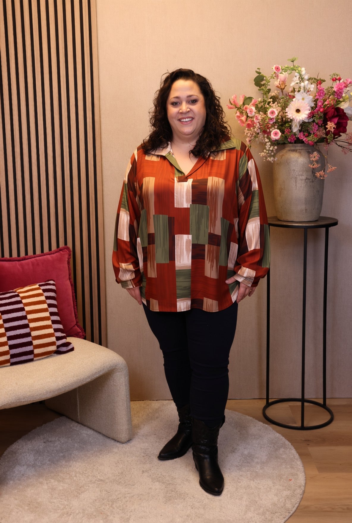 Leonie | Blouse oranje met kraagje