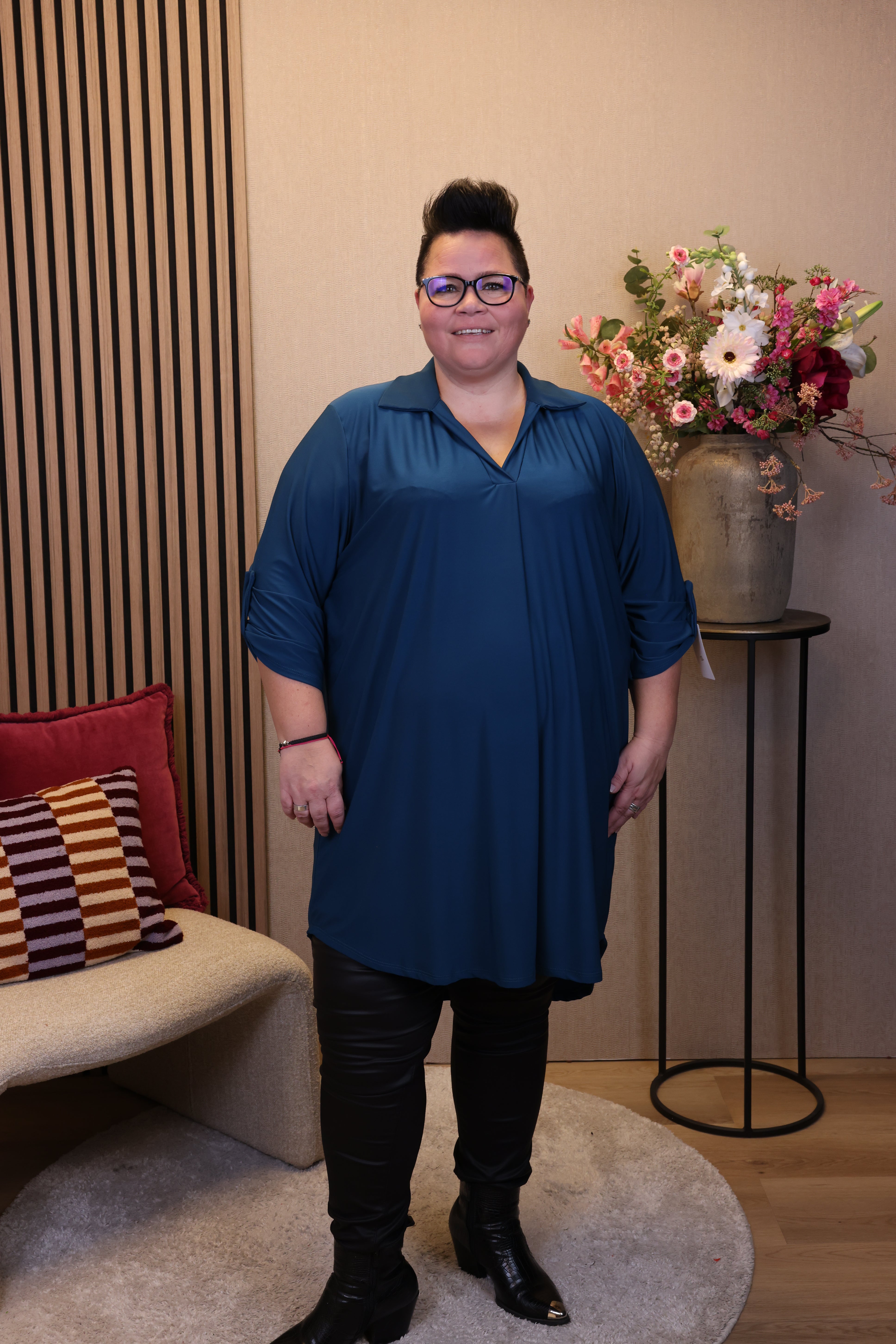 Marieke | Tuniek aqua met kraagje