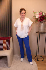 Lieneke | Flared broek kobalt viscose