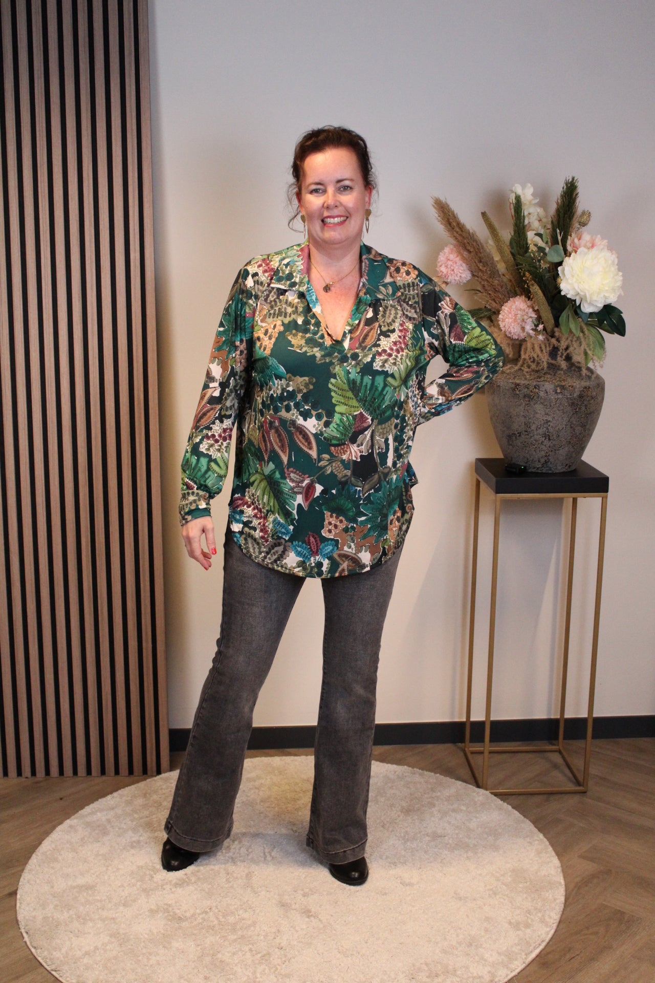 Helena | Blouse groen met kraagje 38 t/m 48